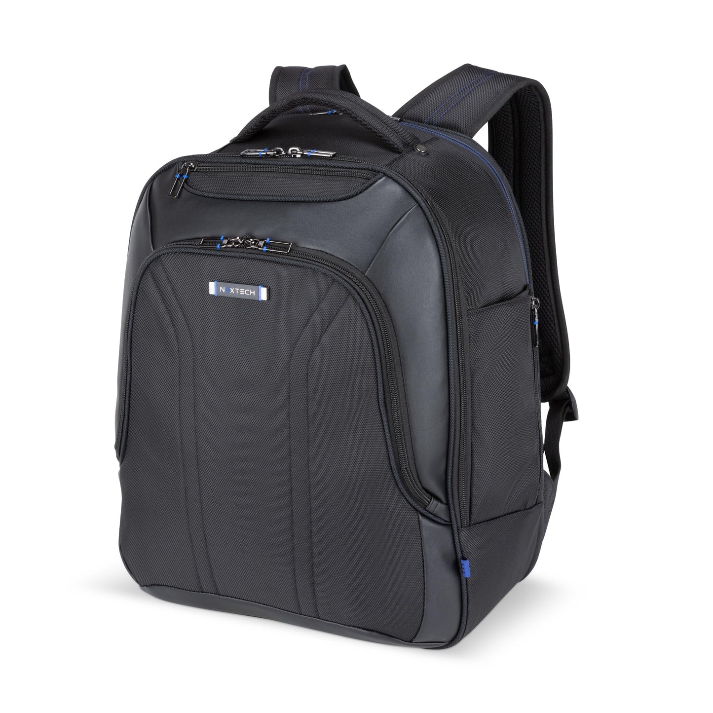 NEXTECH NXT005 Business Backpack — 17.3" Laptop Backpack With Computer/Tablet Compartment, Integrated Organizer, Pass-Through Strap Luggage Sleeve & RFID Anti-Theft Pocket – Black
