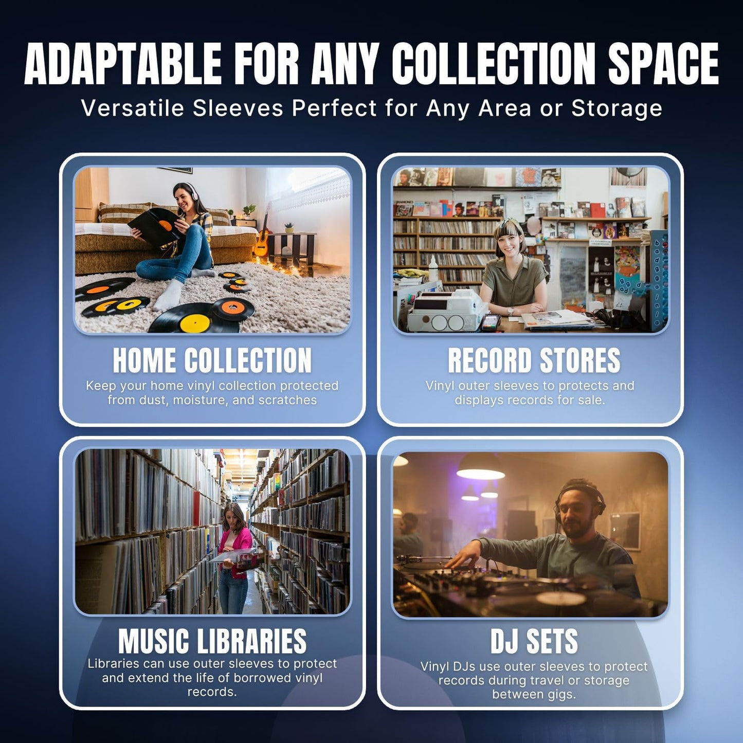 TNP 100 Vinyl Outer Sleeves Cover - Thick 3 Mil Vinyl Record Album Protective Sleeves 12.75" x 12.75" - Crystal Clear Plastic Record Sleeve for Single & Double LP Album Covers Storage Collection