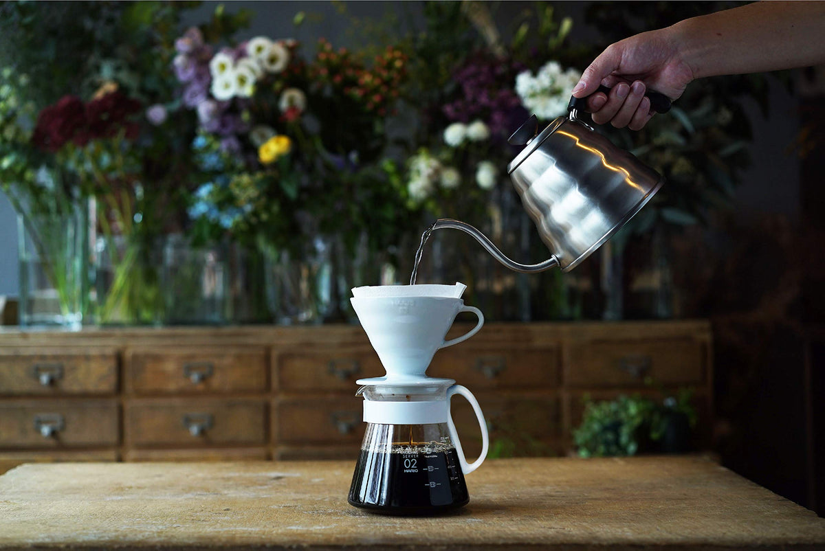 Hario V60 Pour Over Coffee Ceramic Kit, Size 02, White