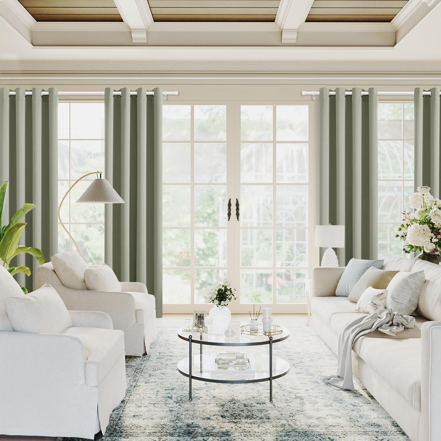 H.VERSAILTEX Blackout Curtains 2 Panels for Bedroom Light Blocking Room Darkening Curtain Drapes for Living Room, Thermal Insulated Grommet Top, Each 52 by 84 Inch, Light Sage Green, Sold Pair