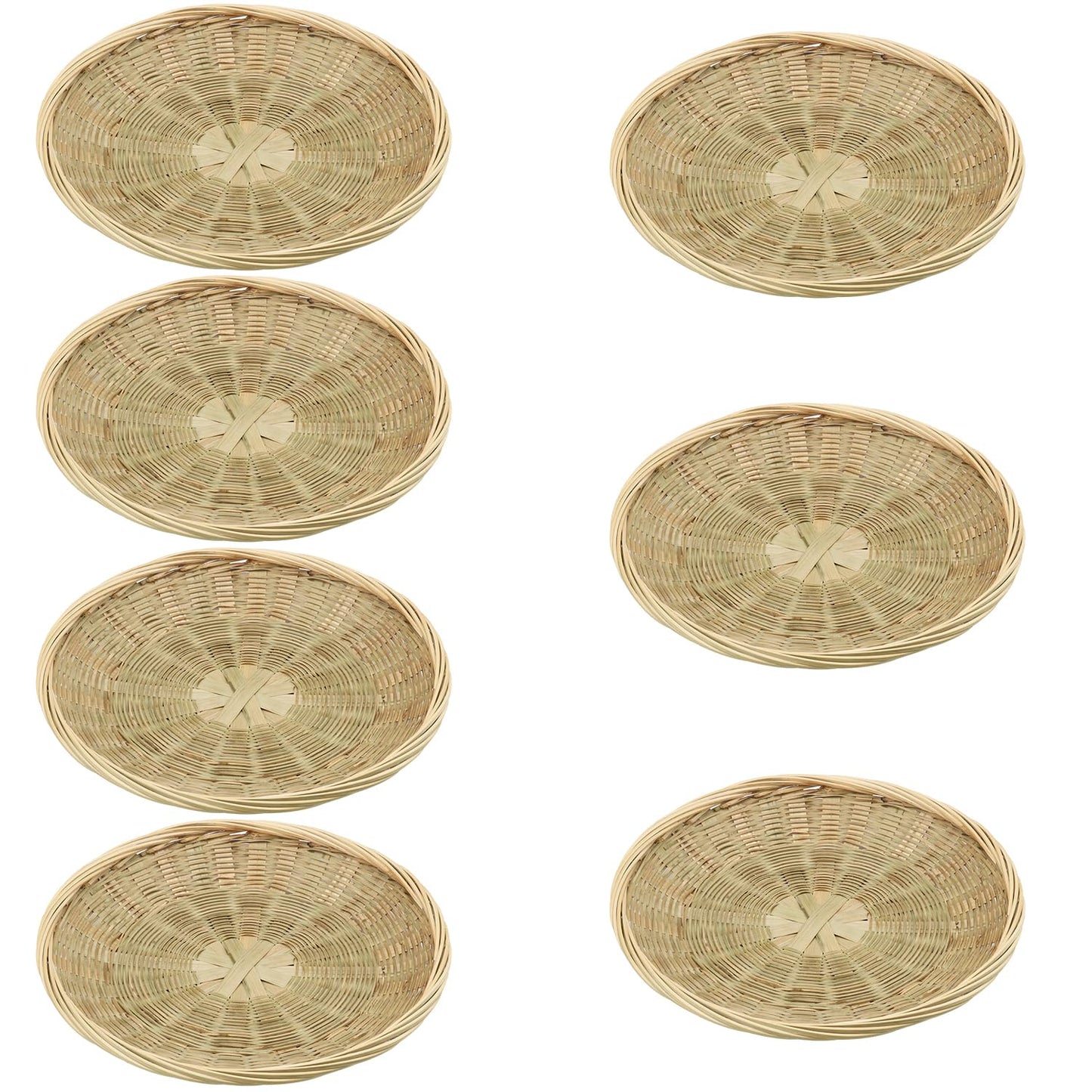 GNIEMCKIN 7 PCS 9.8 inch Bamboo Paper Plate Holder, Hand Weave wicker plate holders for Parties, Picnic, and Barbecue, Reusable.