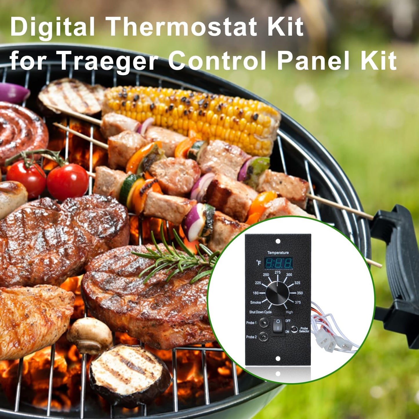 Digital Thermostat Controller Compatible with Traeger Pro 34, 20, 22 & Pellet Grills Smoker BAC365, Precision Temperature Control Panel Replacement Parts with 2 Meat Probe for BBQ