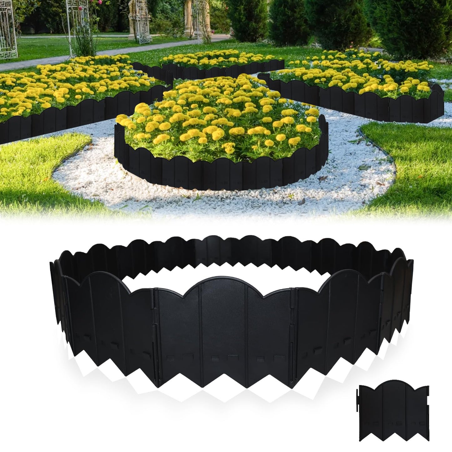 60PCS Garden Edging Border - 41FT Landscape Flower Bed Edging Borders 6.9INCH Tall, Plastic Garden Fence Lawn Edging Border, Interlocking Landscaping Edging Fencing Flexible for Patio Yard Pathway