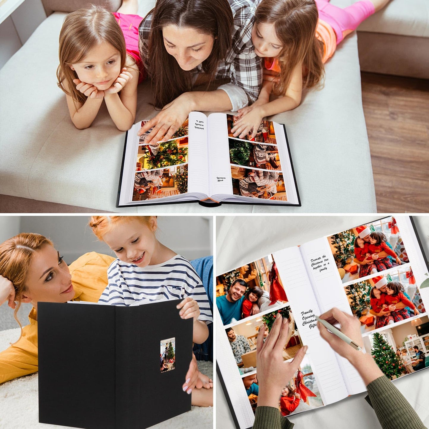 Xfveiwoo Photo Album 4x6 450 Pictures with Writing Space, Linen Cover Photo Book with Front Display Window for Family Wedding Baby Travel Memories, Black