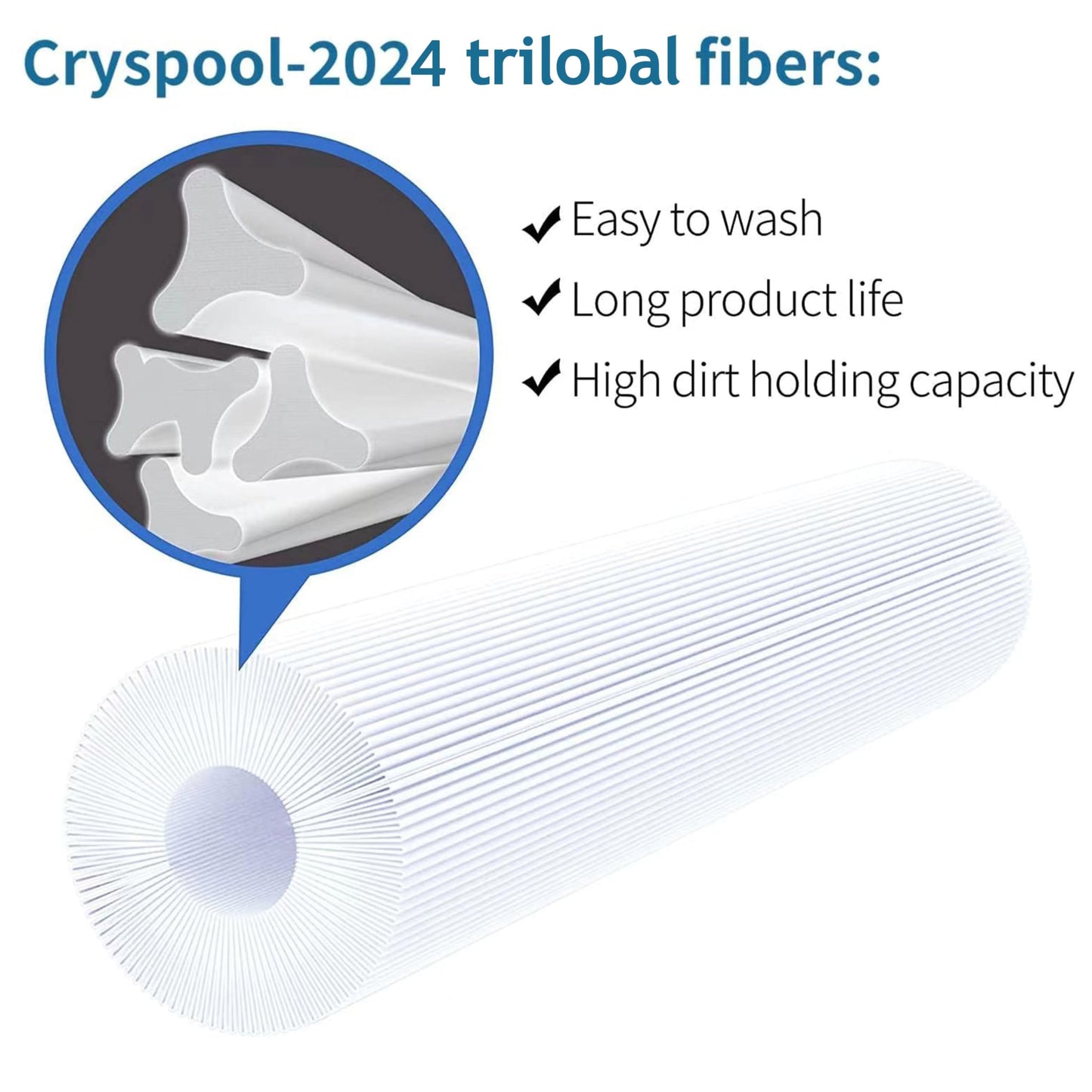 Cryspool® 04059 Filter Compatible with C-4405, FC-2387, PRB25SF, Marquis 20342, R172464, Rainbow DSF 50, APCC7062, 17-2464, 817-5010, 50 Sq. Ft Spa Filter Cartridge, 2 Pack