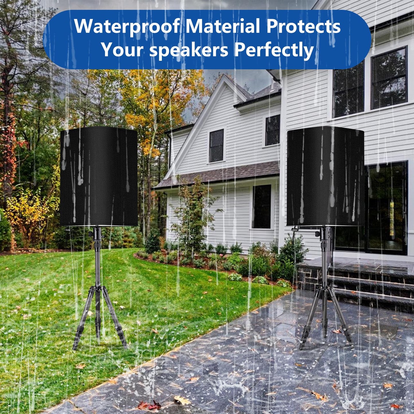 15 inch Outdoor Speaker Covers, 2 Pack Weatherproof Speaker Cover for PA DJ Powered Speakers - 600D Thick Oxford Fabric Waterproof UV Protection Dustproof