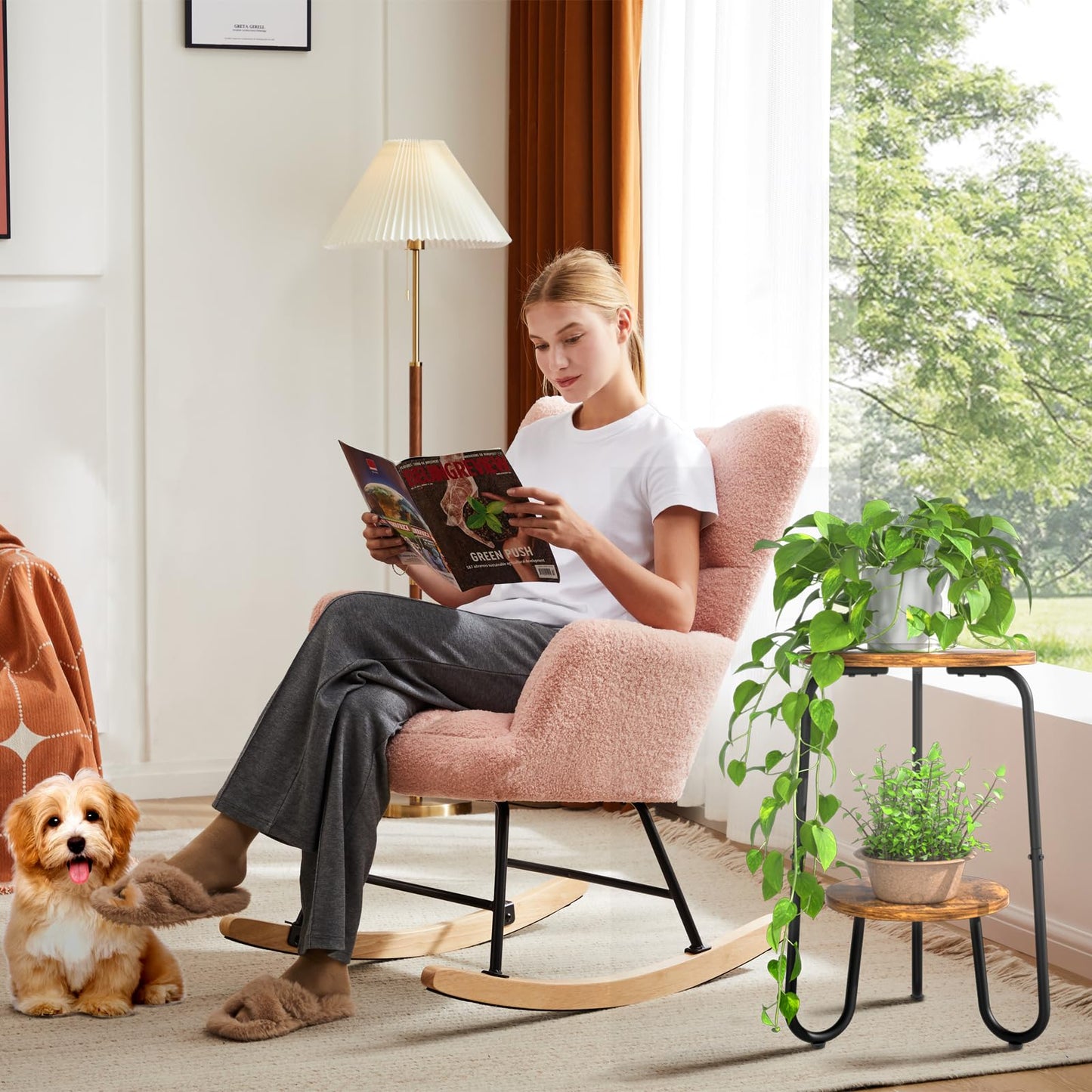 REFGY 2 Tier Wood Plant Stand Indoor, Small Round Flower Pot Stand, 19.6" Tall Single Plant Holder for Living Room, Balcony, Rustic Brown End Side Table๏ผRustic Brown๏ผ