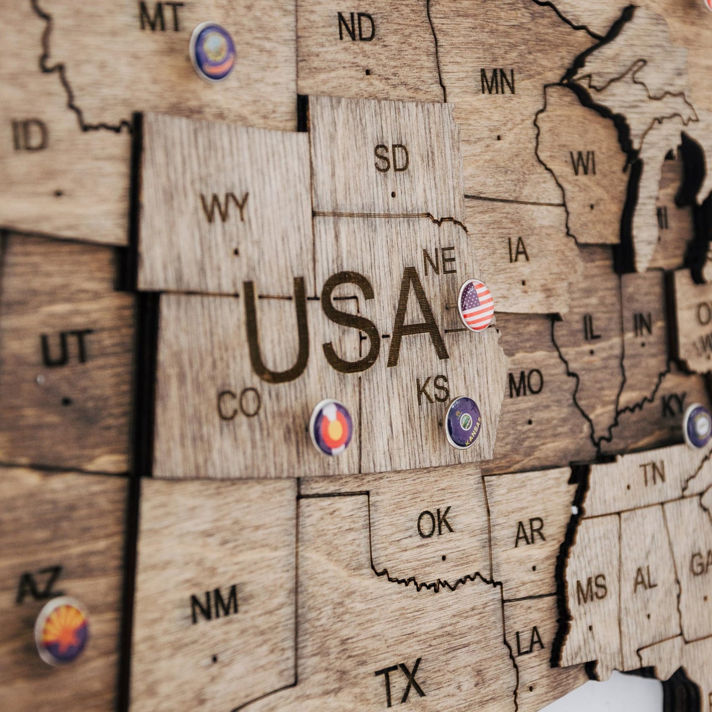 Awesometik Flags Push Pins for World Wood Map Pieces Creative National Flag Pins Thumb Tacks Country Map Push Pin Decorative Pins for Pinboards