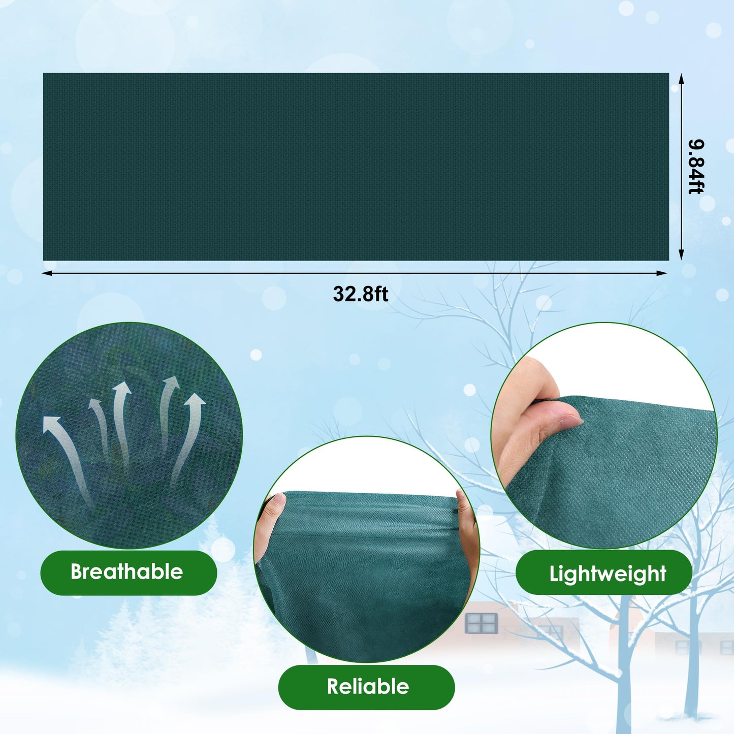 9.8×32.8Ft Plant Freeze Protection Cover - 1.2OZ Non-Woven Garden Frost Fleece Cover - Frost Cloth Blanket for Winter Outdoor Vegetable Garden Plants