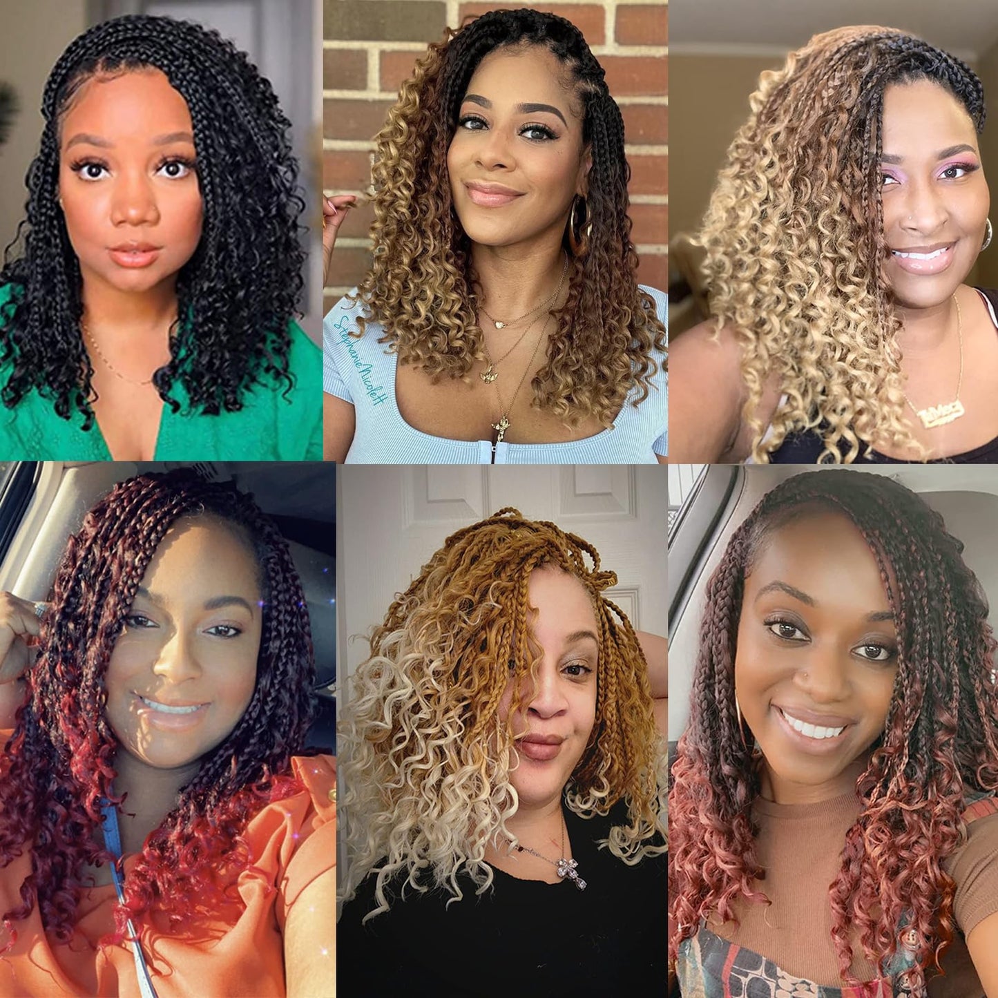 8 Packs Goddess Box Braids Crochet Hair-12 Inch Crochet Box Braids Pre-looped Bohomian Crochet Braids Hair Synthetic Braiding Hair Extensions Crochet Hair for Black Women(1B/30)