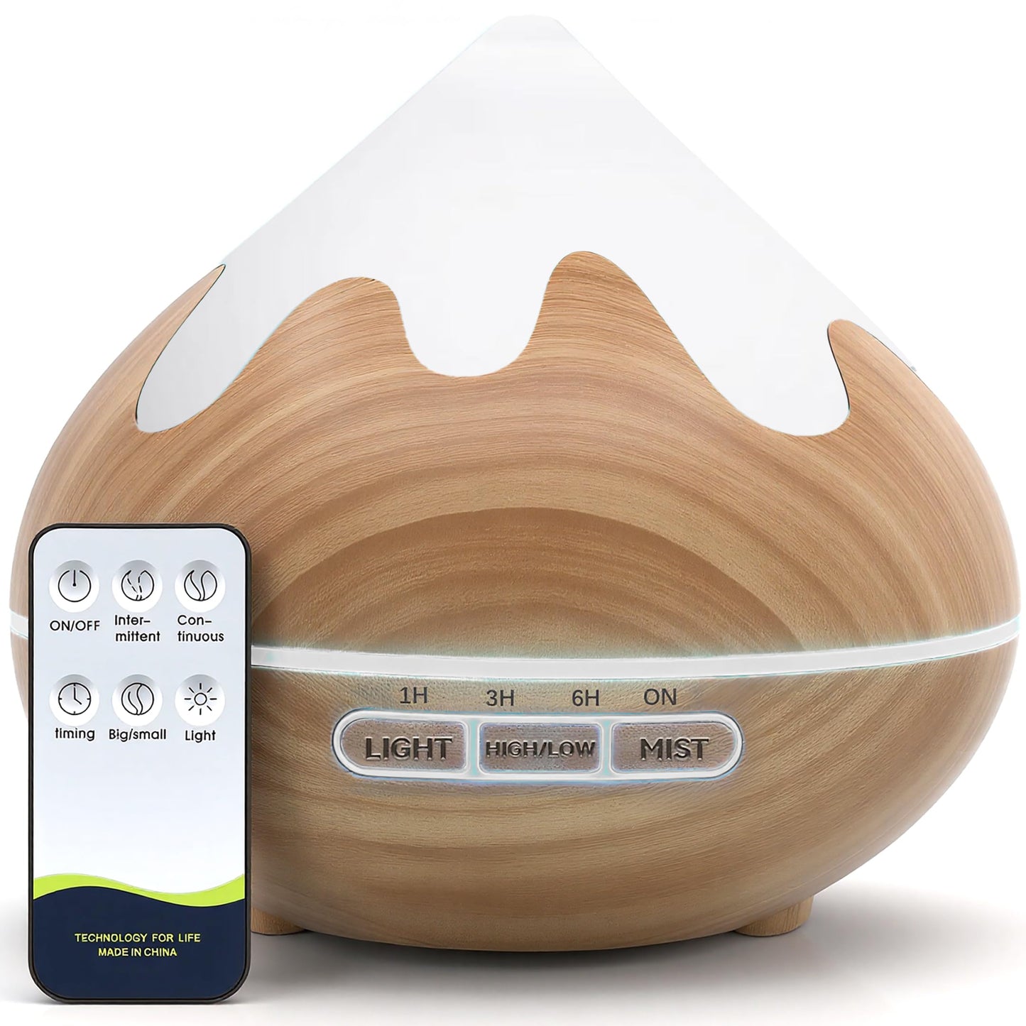 GLOXA 500ML Essential Oil Diffuser, Aromatherapy Diffuser with Remote Control, Multifunctional Air Diffusers Humidifier for Home Office Room, Fragrance Aroma Diffuser with 7 Color LED & 2 Mist Mode