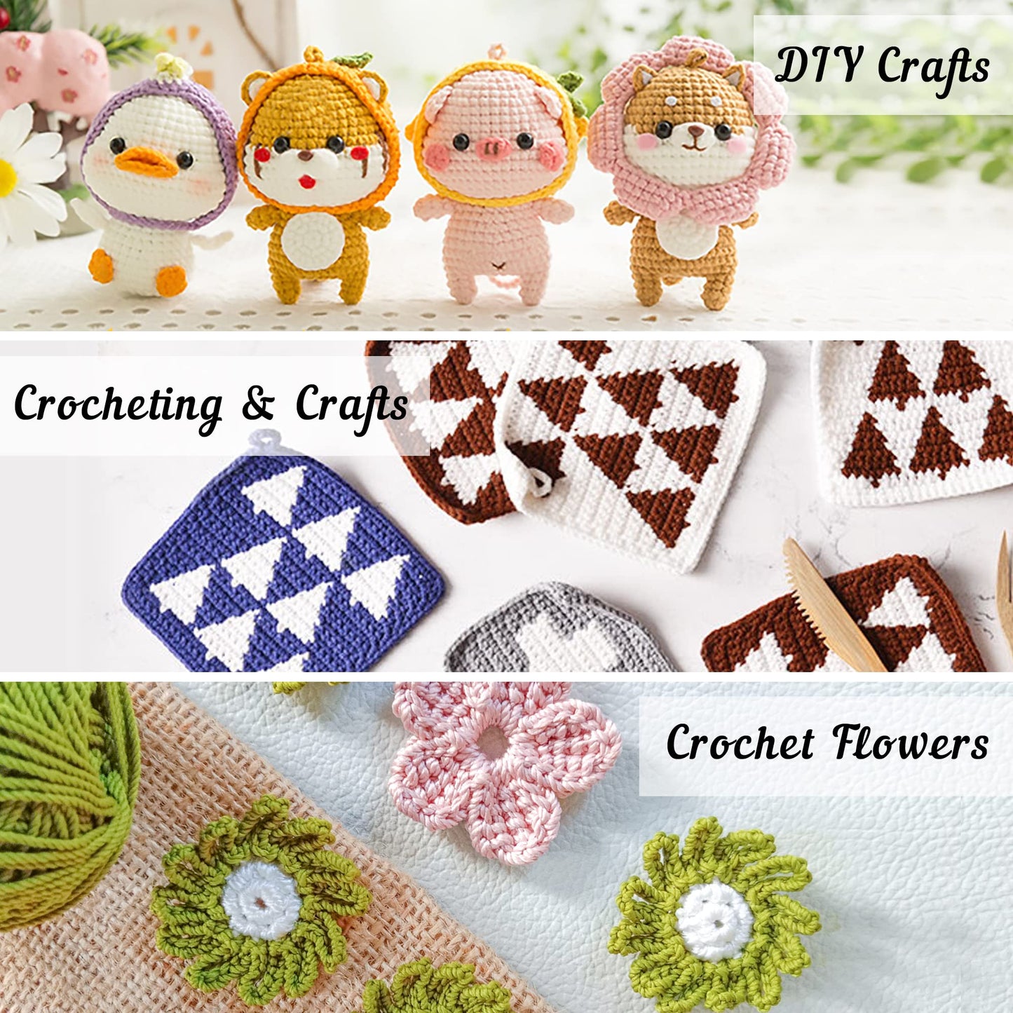 20 Large Acrylic Yarn Skeins-105 PCS Crochet Kit with Hooks Set, Premium Bundle Includes 2000 Yards Yarn Balls, Needles, Accessories, Ideal Starter Pack for Kids Adults Beginner Professionals