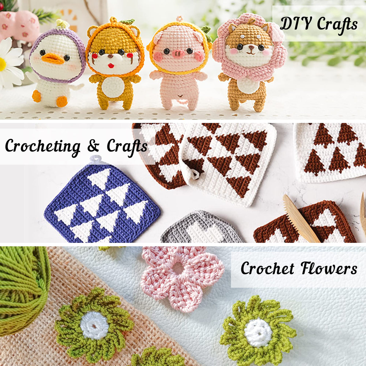 Inscraft Crochet Yarn Kit for Beginners Adults and Kids, Includes 1650 Yards 30 Colors Acrylic Skeins, User Manual, Hooks, Wine Bag etc, Make Amigurumi & Projects, Starter Set Professionals
