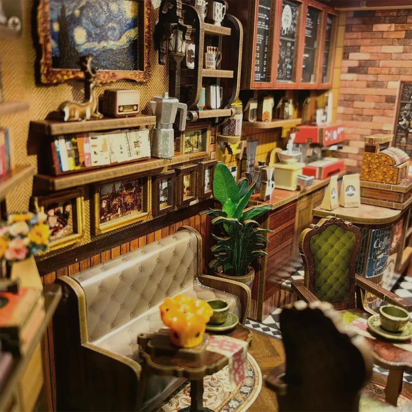 CUTEBEE Book Nook Kit - DIY Miniature House Dollhouse Kit for Adults and Teens, Booknook Tiny Japanese House Bookshelf Decor 3D Wooden Puzzle, Gifts for Family, Friends (Corner Coffee Shop)