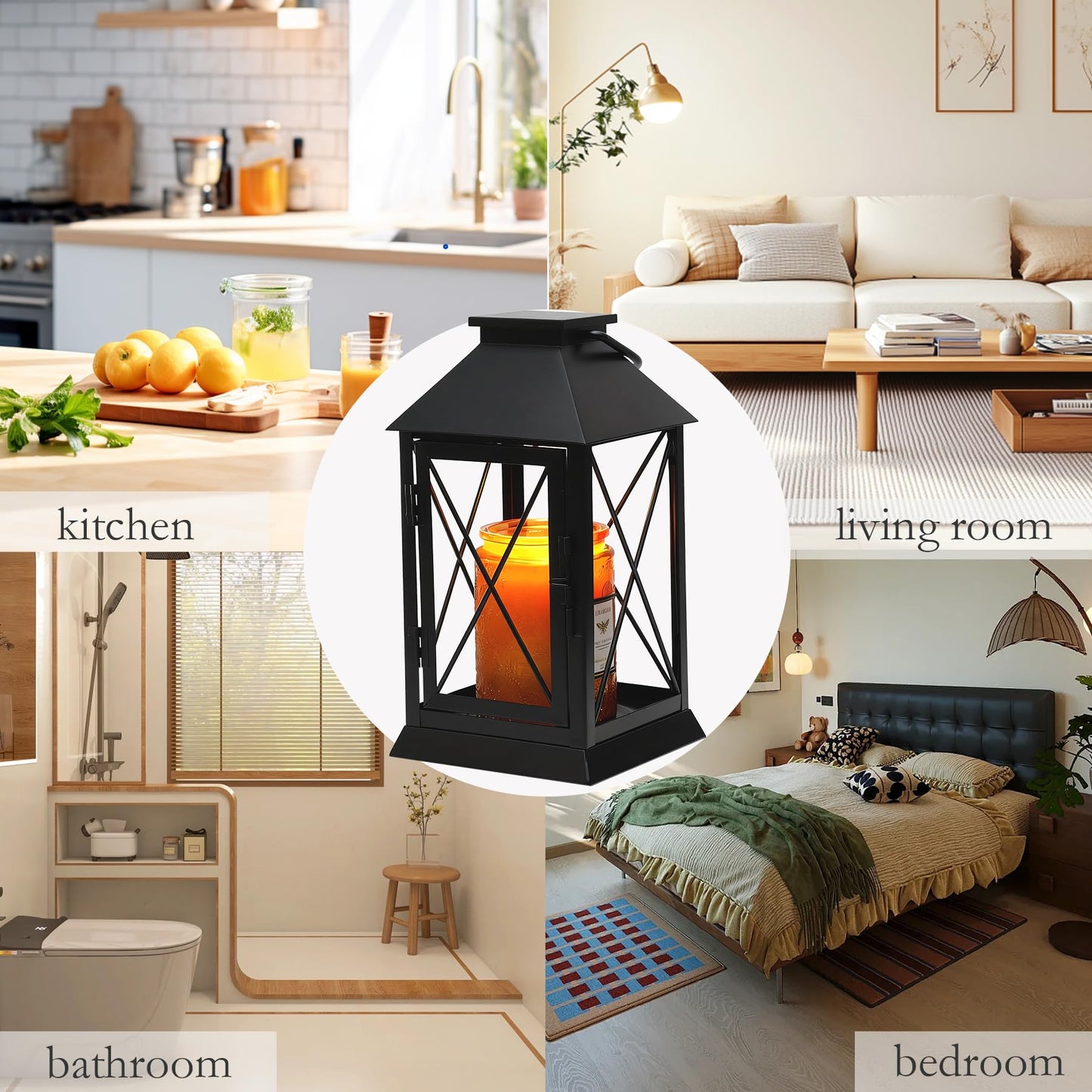 Candle Warmer Lamp,Candle Warmer Lamps with Timer,Black Lamp Candles Warmer Lantern for Jar Candle,Dimmable Candle Lamp Warmer Farmhouse with 2 Bulbs,Auto Shut Off & Adjustable Brightness