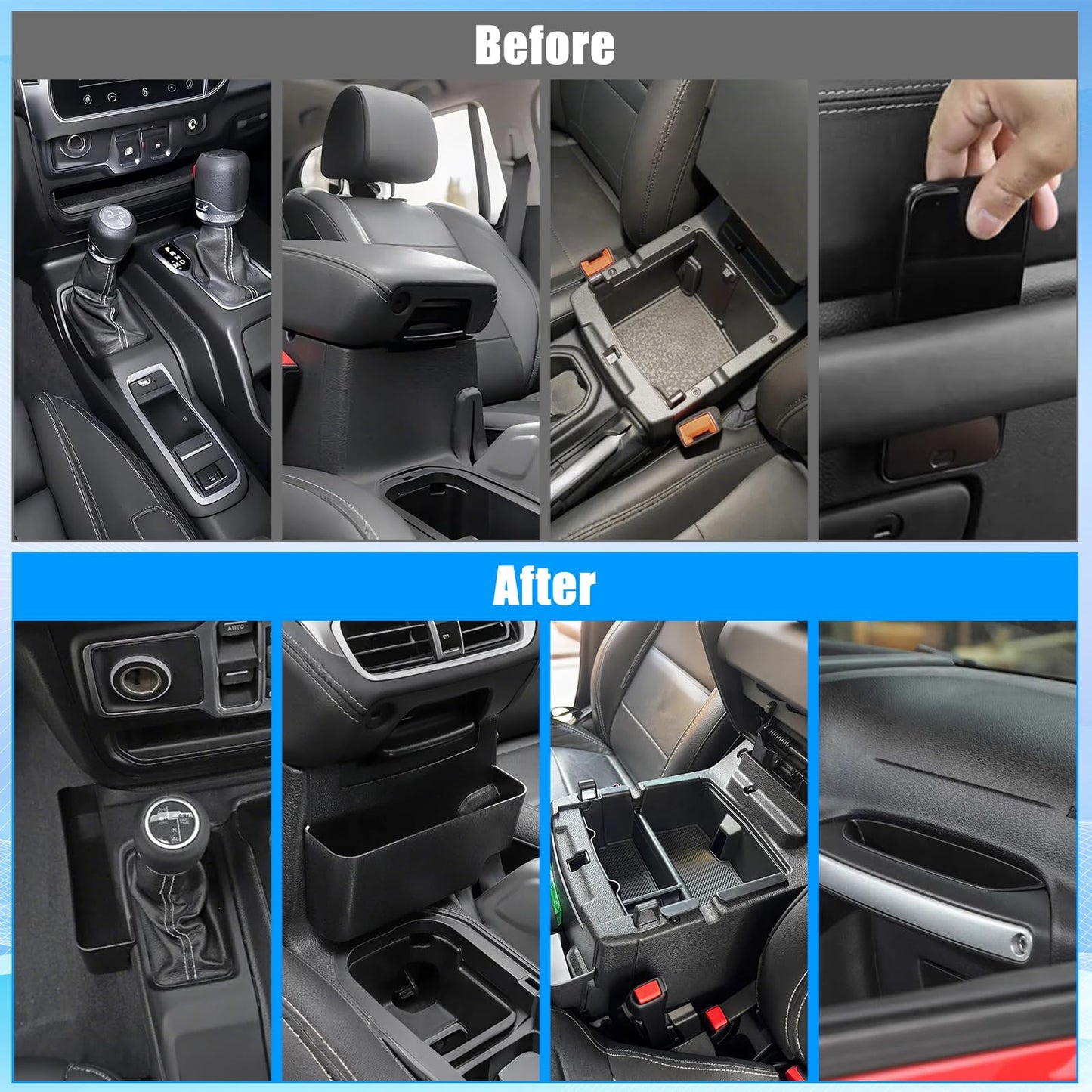 WODHMIEY Center Console Organizer, Gear Shifter Side Storage Box, for JL JLU JU, for JT 2018 to 2023 and Gladiator JT 2020 2021 2022 2023, Armrest Storage Box Accessories