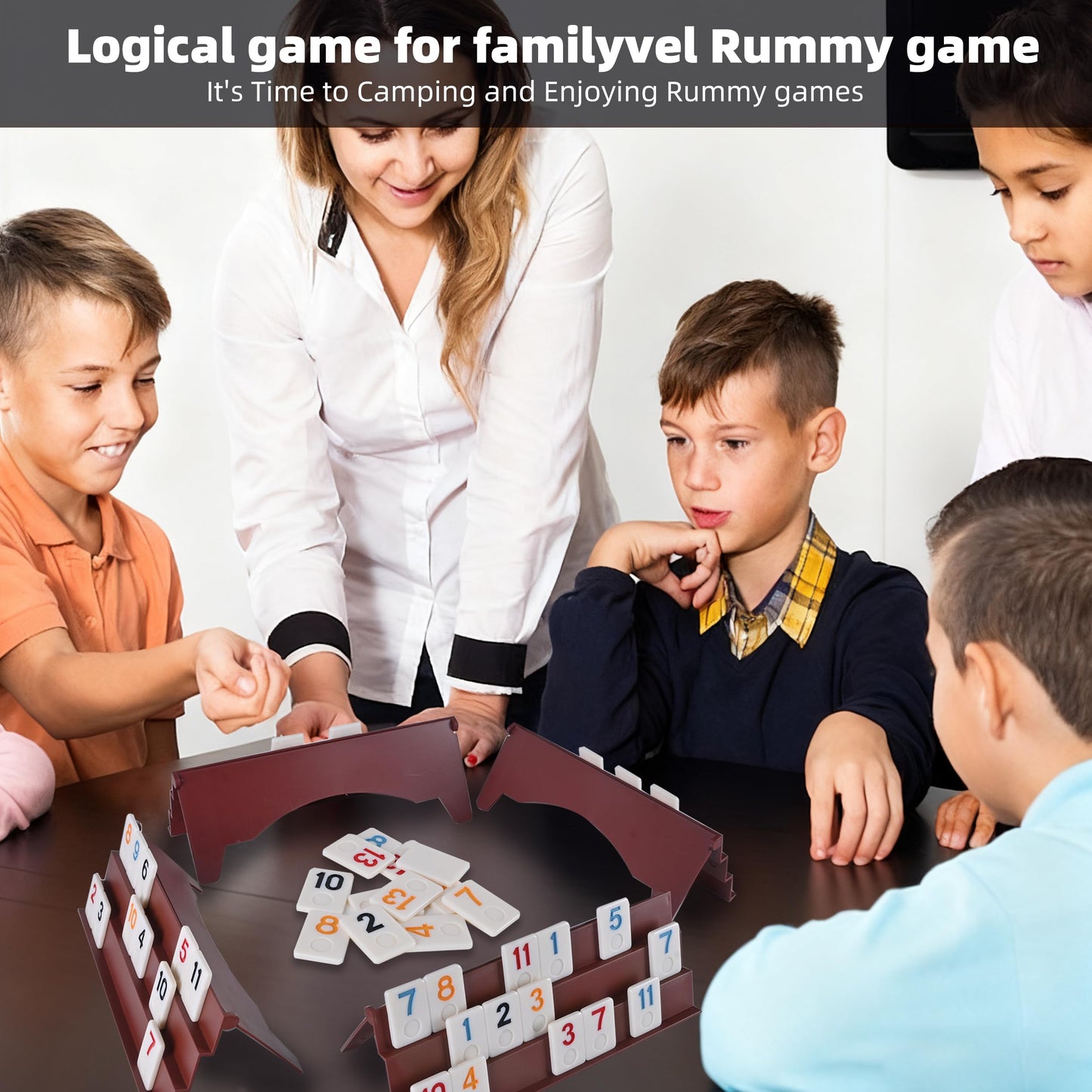 Smilejoy Rummy Cube 6 Players Edition, Full Size Travel Rummy Game Set with Travel Portable Canvas Bag,Classic Board Game for Adults and Kids |160 Tiles | 6 Playing Racks |1 Timing | (2-6 Player)