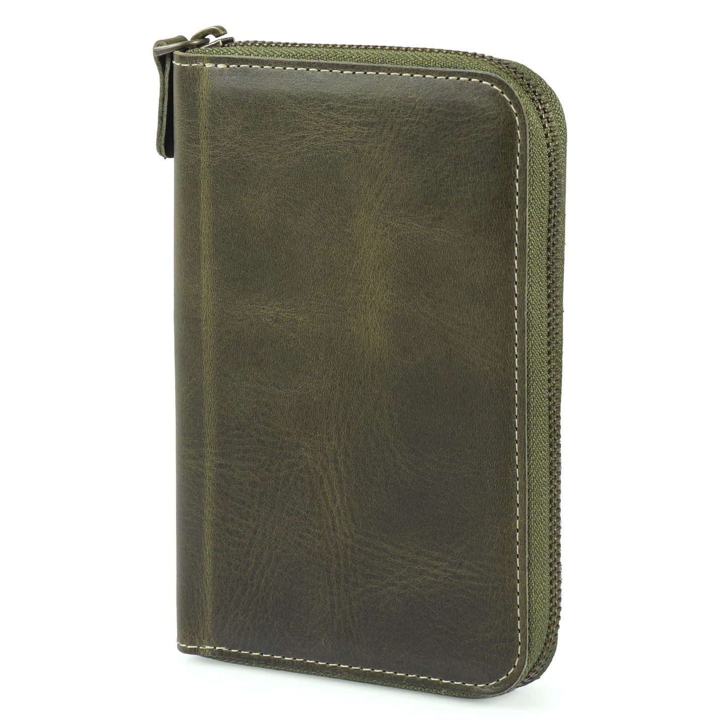 Londo Genuine Leather Padfolio with Pencil Holder Notepad and Zipper Closure (Green)