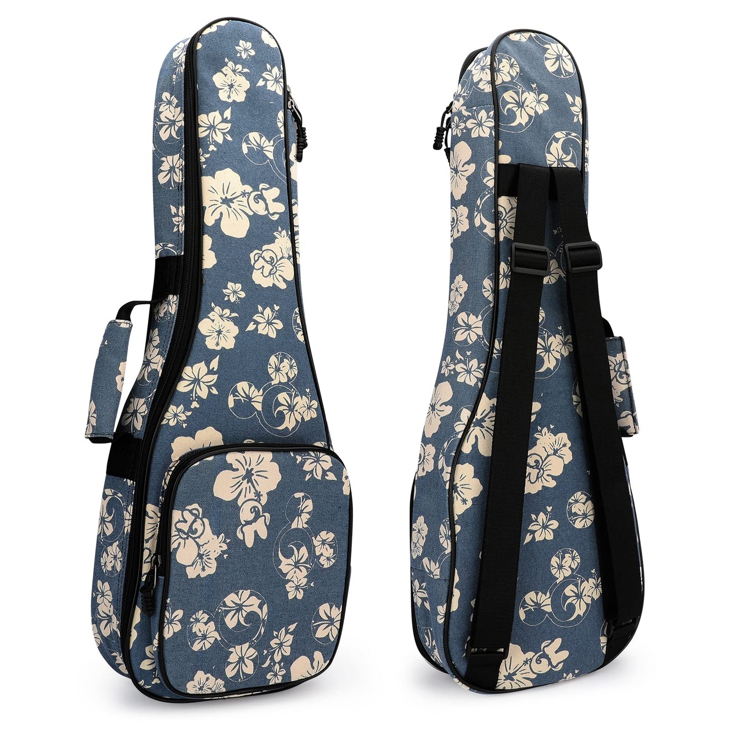 MUINS Ukulele Bag,21 23 26 30 inch Ukelele Case Thicker Pad for Soprano Concert Tenor Uke with Double Adjustable Straps and Handle (Starlit Sky, 23 Inch) (Blue Flower, 26 Inch)
