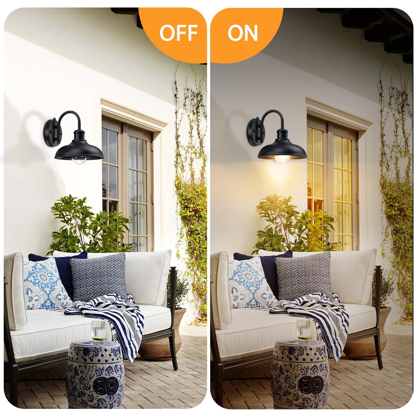 MYHXQ Dusk to Dawn Gooseneck Outdoor Light Fixtures, Farmhouse Barn Lights for Porch, Industrial Black Exterior Wall Sconce for Garage, Patio, E26 Base Anti-Rust for Garage Frontdoor Entryway, 2 Pack