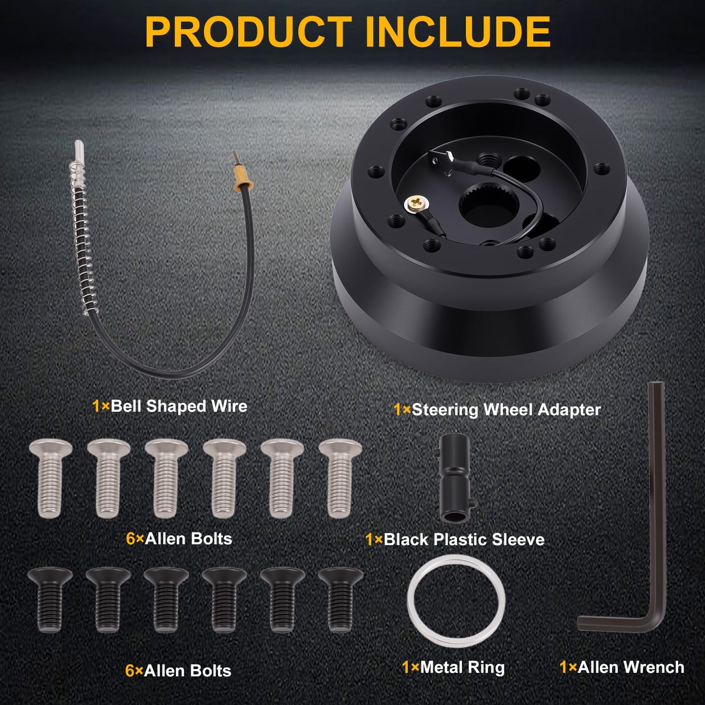 KIMISS 5/6 Hole Aluminum Steering Wheel Short Hub Adapter Kit - Quick Release Hub Adapter Direct Fit for GM Trucks 1982-1994, Racing Style, Easy Installation Easy Install Steering Wheel Kit (Black)