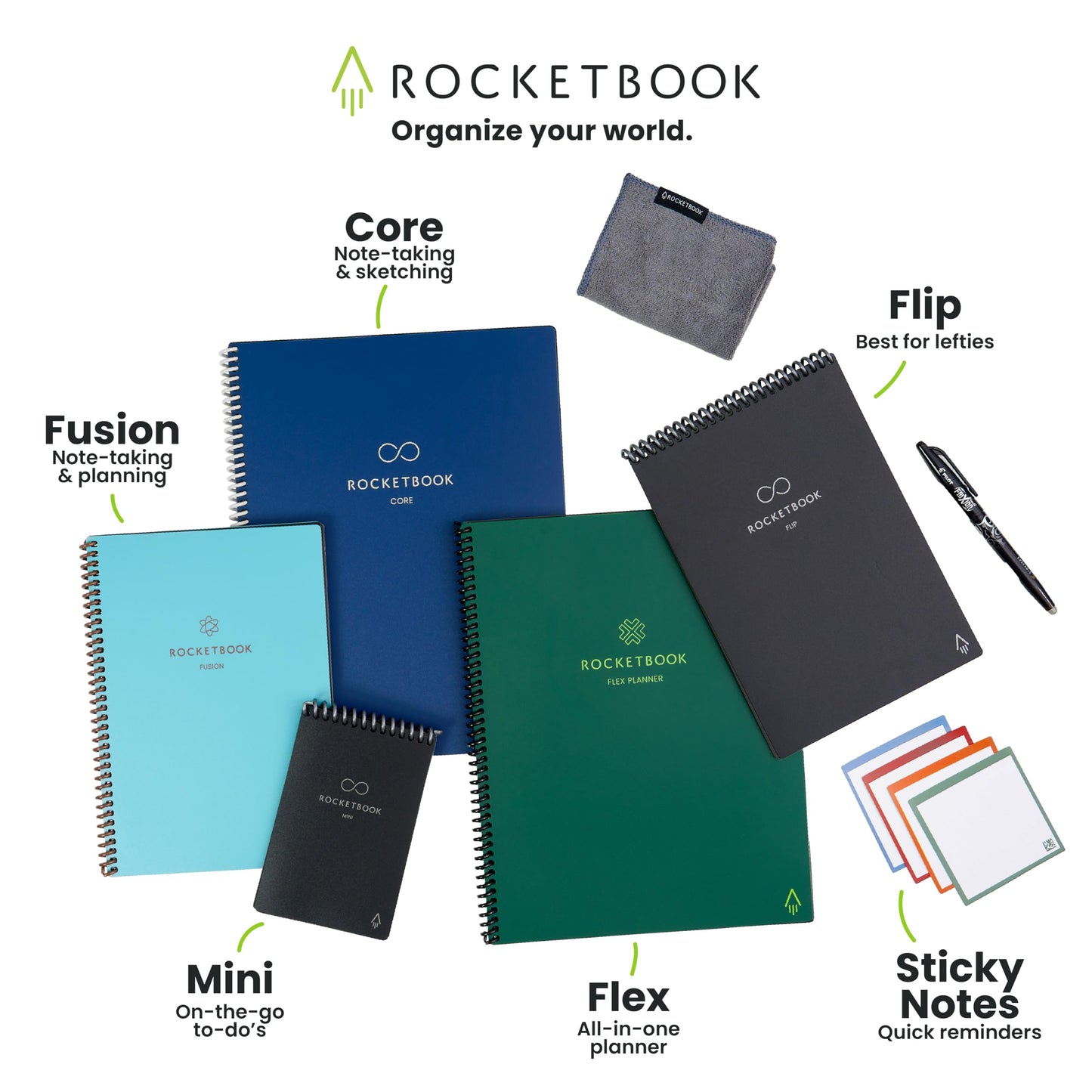 Rocketbook Fusion Smart Reusable Notebook - Calendar, To-Do Lists, and Note Template Pages with 1 Pilot Frixion Pen and 1 Microfiber Cloth Included - Deep Space Gray Cover, Executive Size (6" x 8.8")