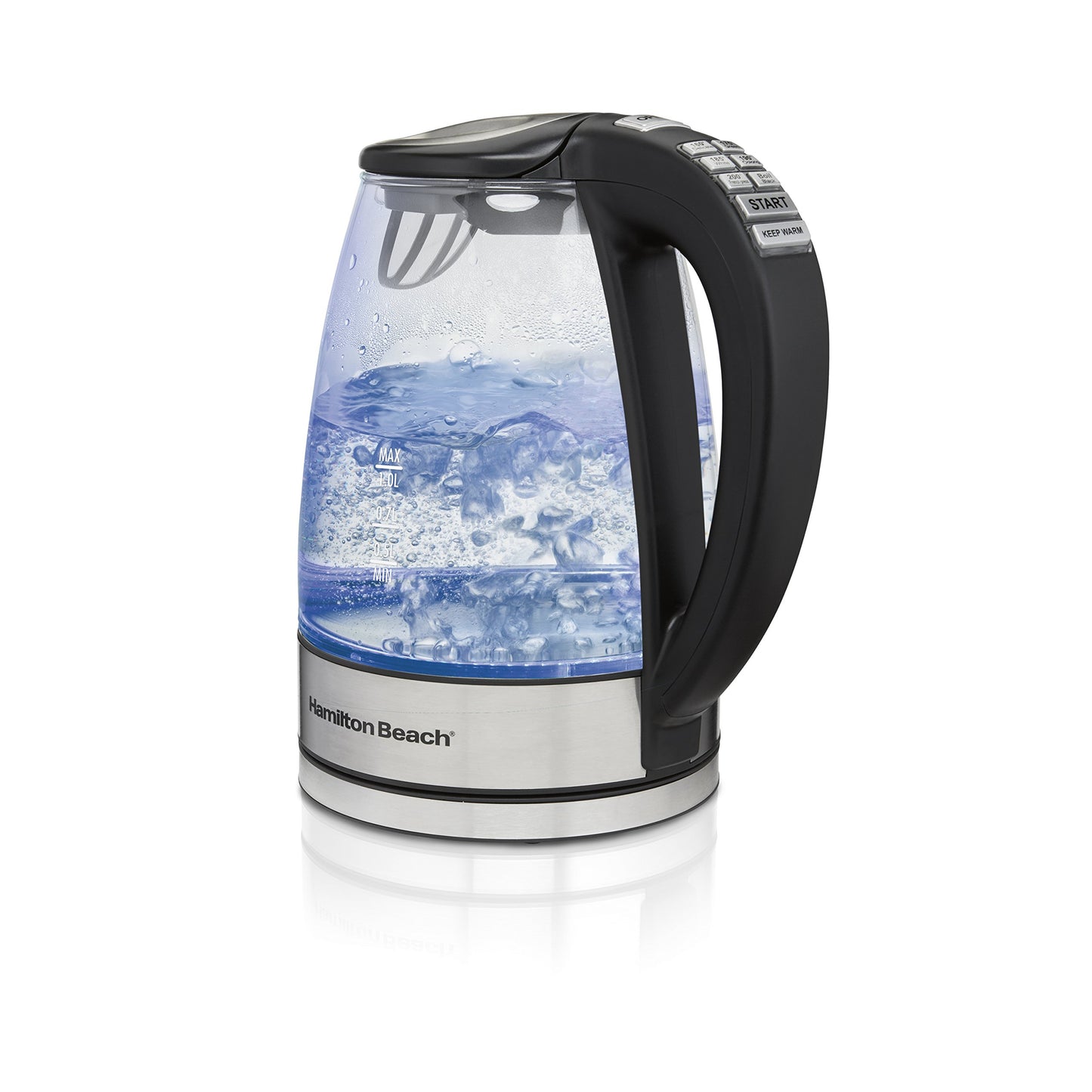 Hamilton Beach Temperature Control Glass Electric Tea Kettle, Water Boiler & Heater, 1.7L, Cordless, LED Indicator, Keep Warm, Auto-Shutoff & Boil-Dry Protection (40941C)