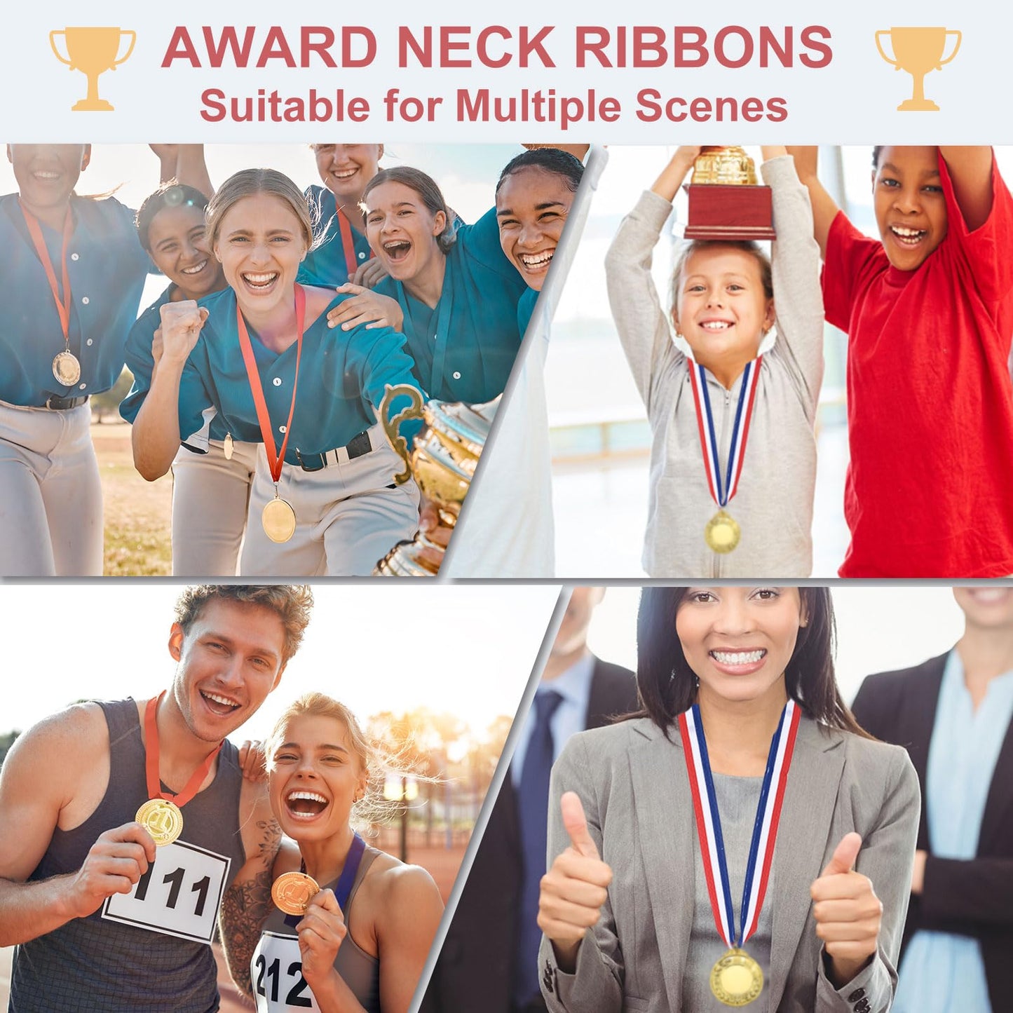 PATIKIL Award Neck Ribbons with Snap Clips, 100 Pack Polyester Medal Lanyards Blank Award Ribbon for Competitions Achievement Sports Party, Black