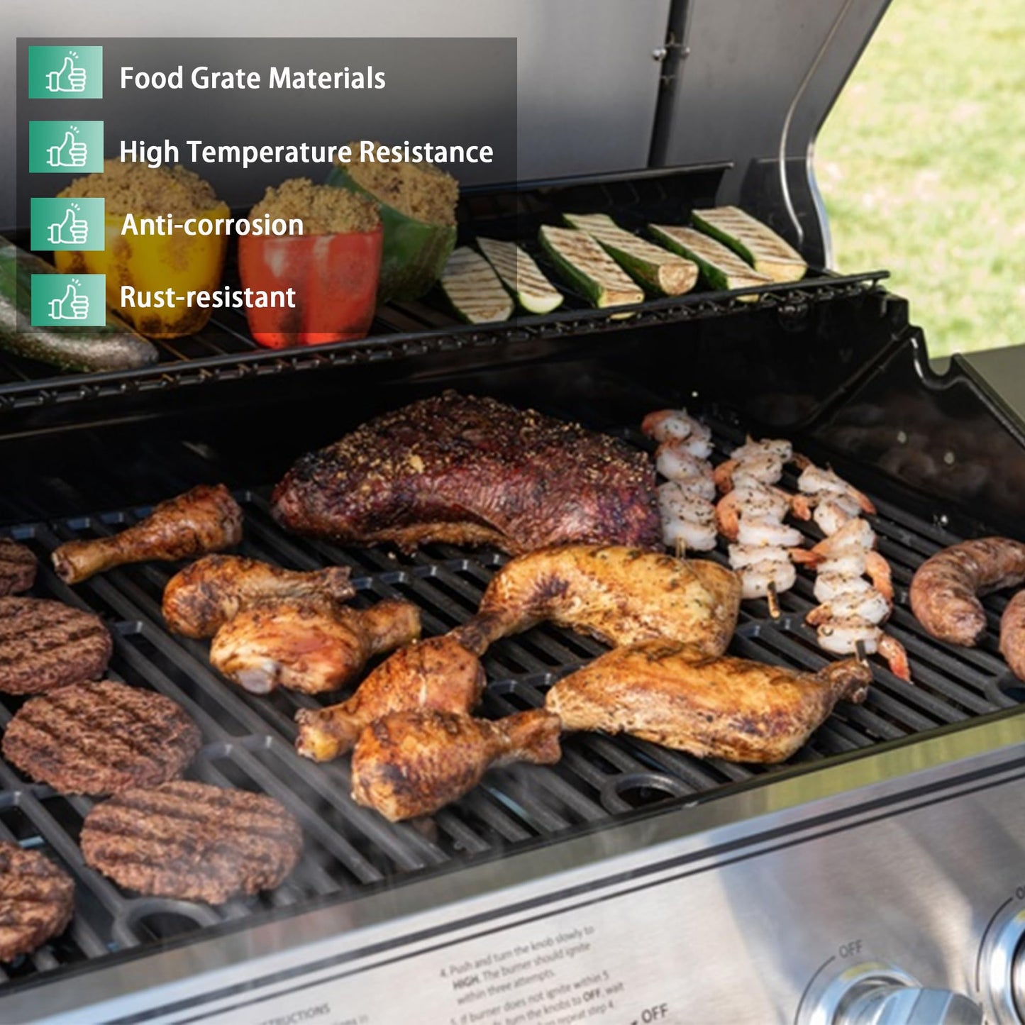 16 7/8" Grill Grates for Charbroil 463436215, 463436214, Master Chef G43257, G43205, G43258, G45118, Kenmore, Cast Iron Grill Grid for Thermos 461442114, Backyard, Expert Grill BG2824B, DG2824BN Parts