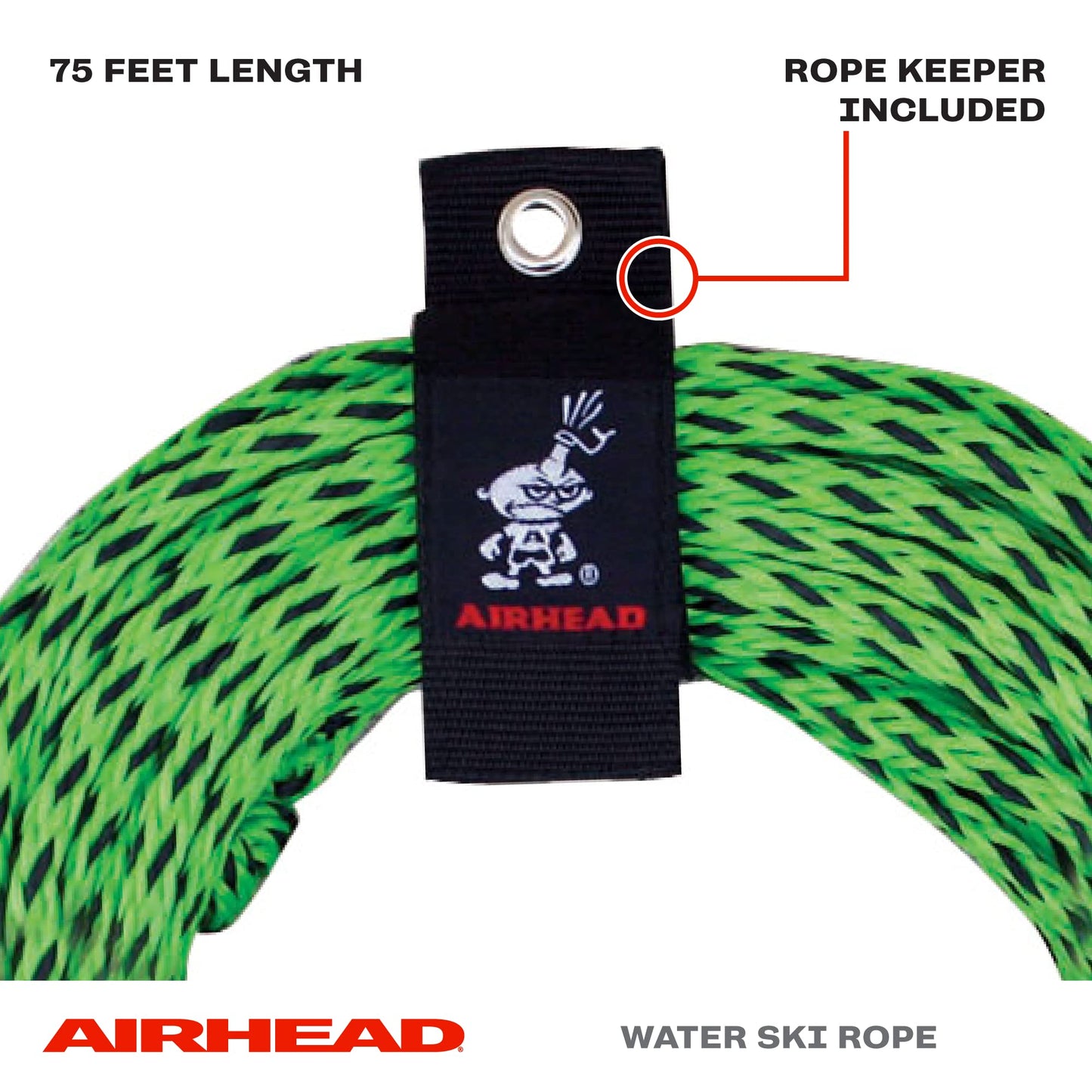 Kwik Tek Airhead Watersports Rope with Eva Handle, 75-Feet