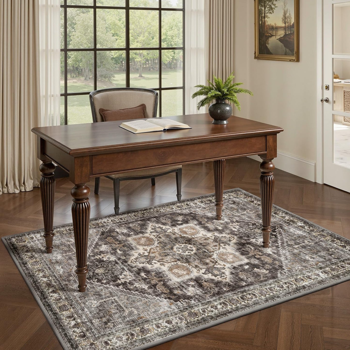 Area Rug for Entryway 3x5 Entrance Rug Retro Hallway Rug Washable Rugs for Entrance Mat Hallway Laundry Bedside Bedroom Kitchen Vintage Brown