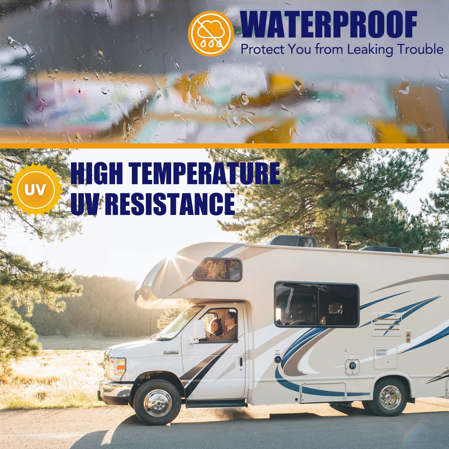 2 Pack RV Roof Tape, 4 Inch x 50 Feet RV Sealant Tape, UV & Waterproof RV White Seal Tape for RV Repair, Window, Boat Sealing, Truck and Trailer Roof Sealant, Stop Camper Roof Leaks