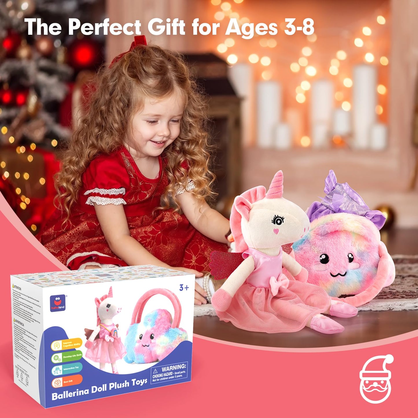 Unicorns Toys for Girls Age 4-6 Ballerina Doll Stuffed Animal Girl Toys Age 4-5 Ballet Dress up Doll 3 Set Clothes with Plush Bag 4 Year Old Girl Birthday Gifts 5 Year Old Girls Easter Basket Stuffers