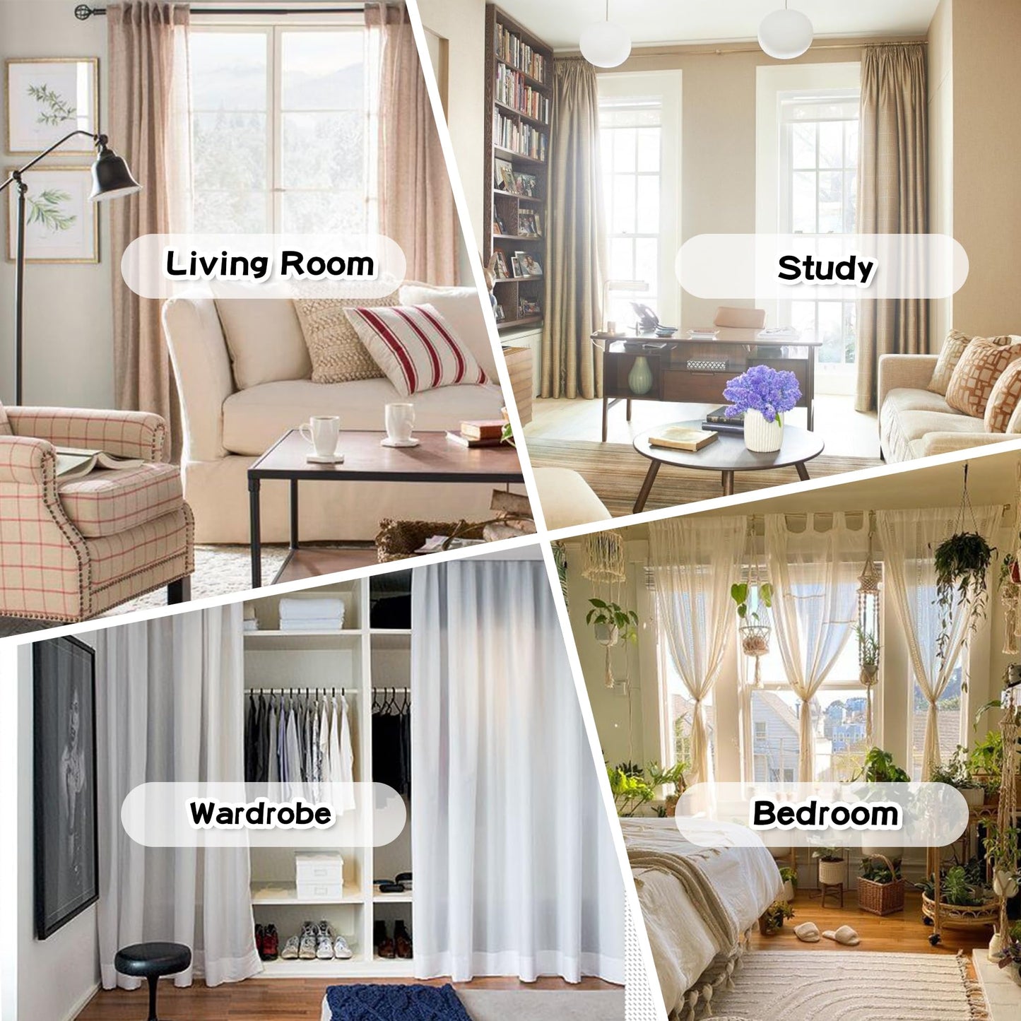 MYSKY HOME Light Blocking Pink Curtains White Sheer Pom Pom Kids Room Decor Drapes for Living Room 95 Inches Long Double Layer Curtains for Sliding Door Grommet Window Panels Set of 2, 52" x 95"