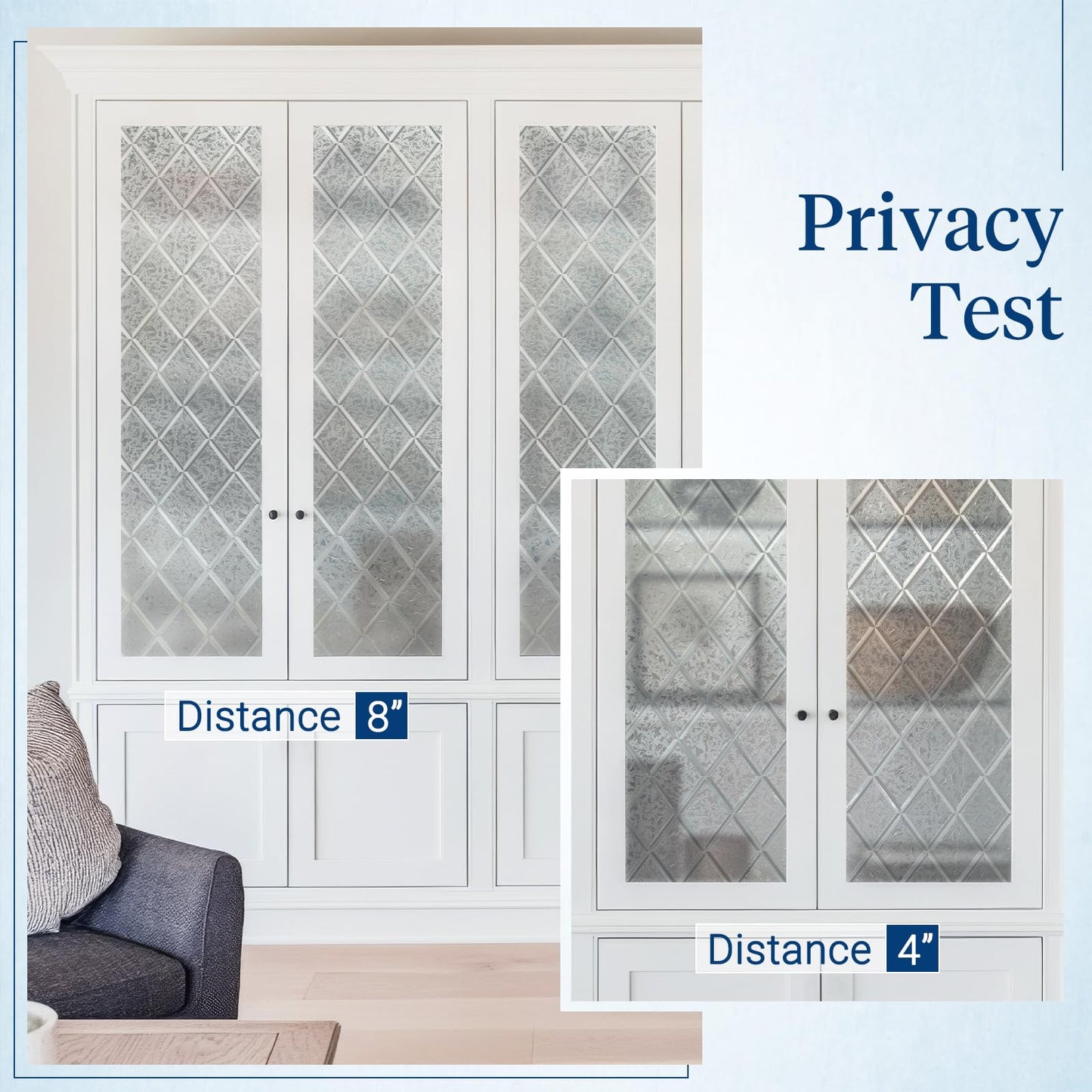 Haton Window Films for Privacy, 3D Frosted Glass Film, Sun UV Blocking Static Cling Reusable Non-Adhesive Decorative Window Privacy Covering fits Bathroom & Home Office, Lattice Pattern,60x200cm