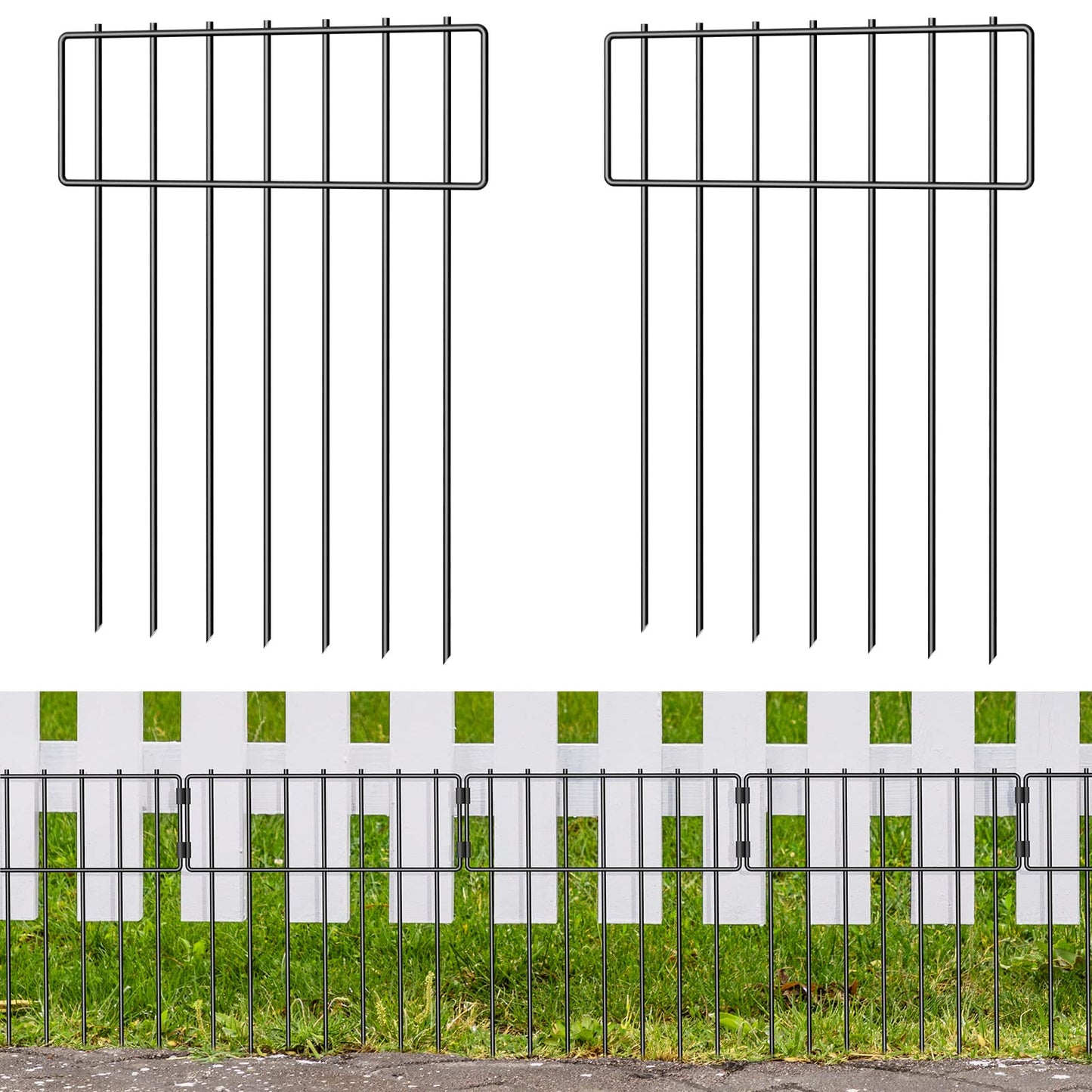 20 Pack Animal Barrier Fence, Total 16.7 Inch(H) X 20.8 Ft(L) No Digging Garden Fence, Rustproof Wire Garden Bottom Fence, Dog Rabbits Ground Stakes Border Fence for Garden, Outdoor Patio.