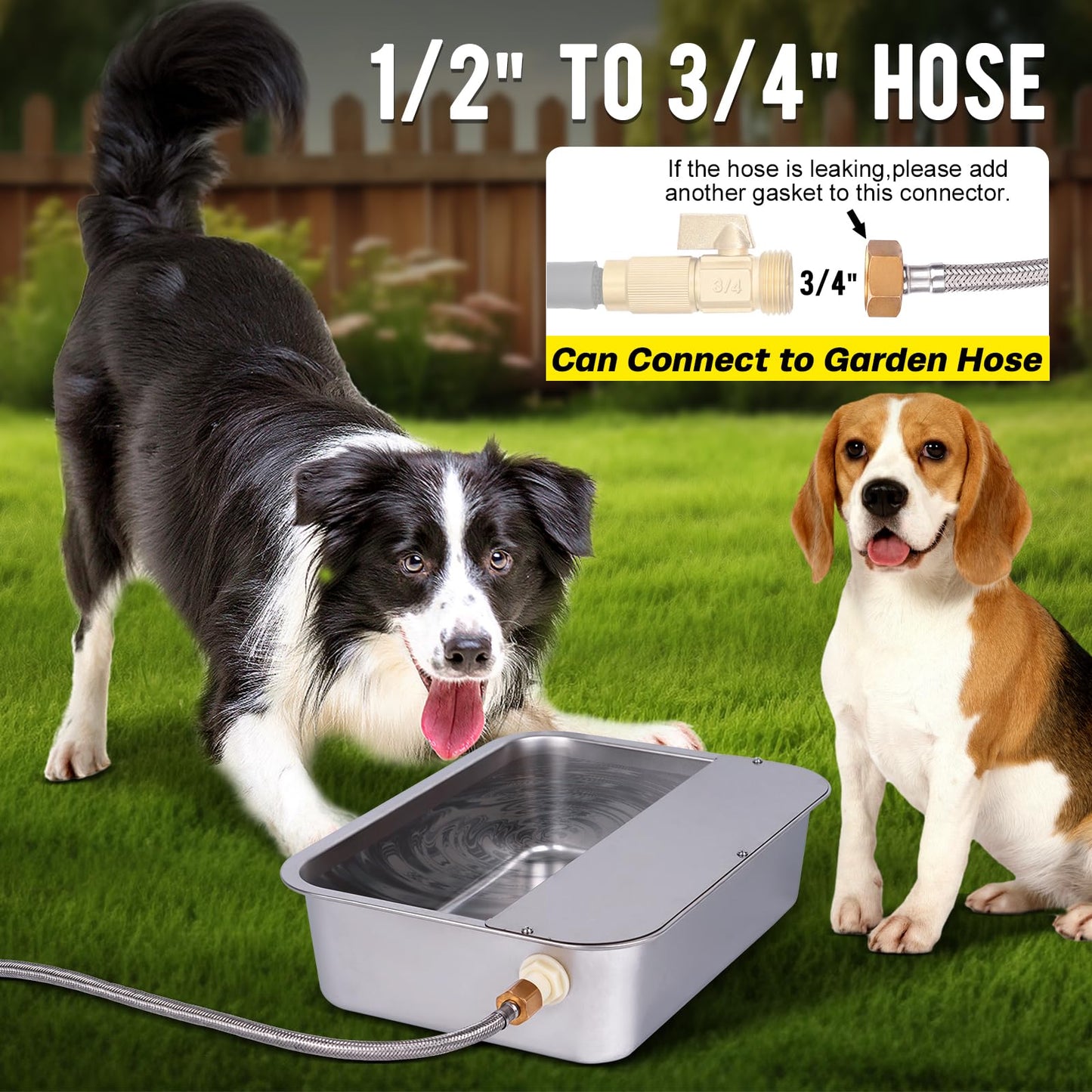 Automatic Water Dispenser for Dogs 3Gal Outdoor Water Bowl Dispenser Large Breed XLarge Auto Fill Dog Waterer Stainless Pet Waterer Big Cats Chicken Livestock (15.7" X 11.8")