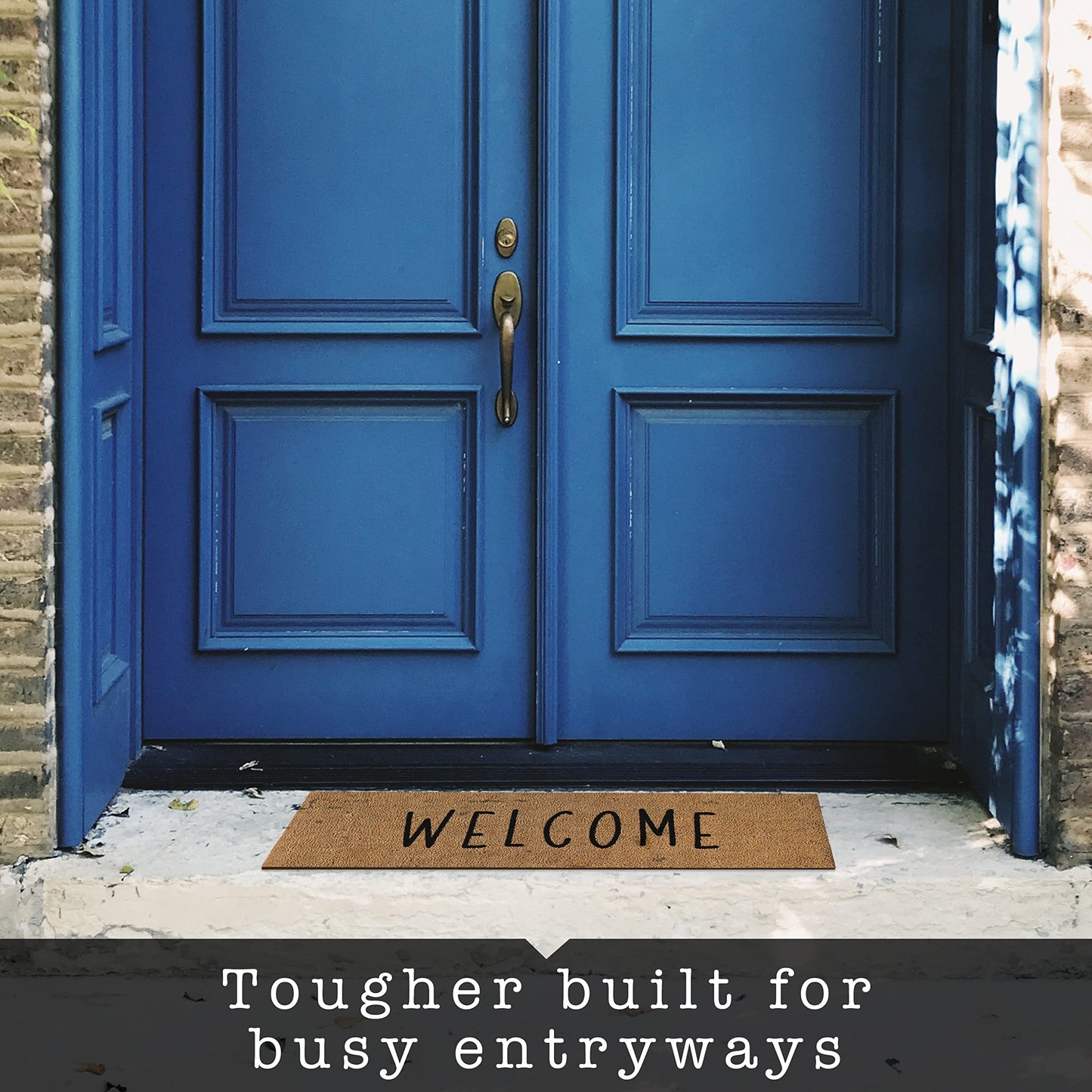 Welcome Front Door Mat 50x15 Inch, Oversized Extra Large Welcome Mat for Covered Outdoor Area, Double Door Long Door Mat