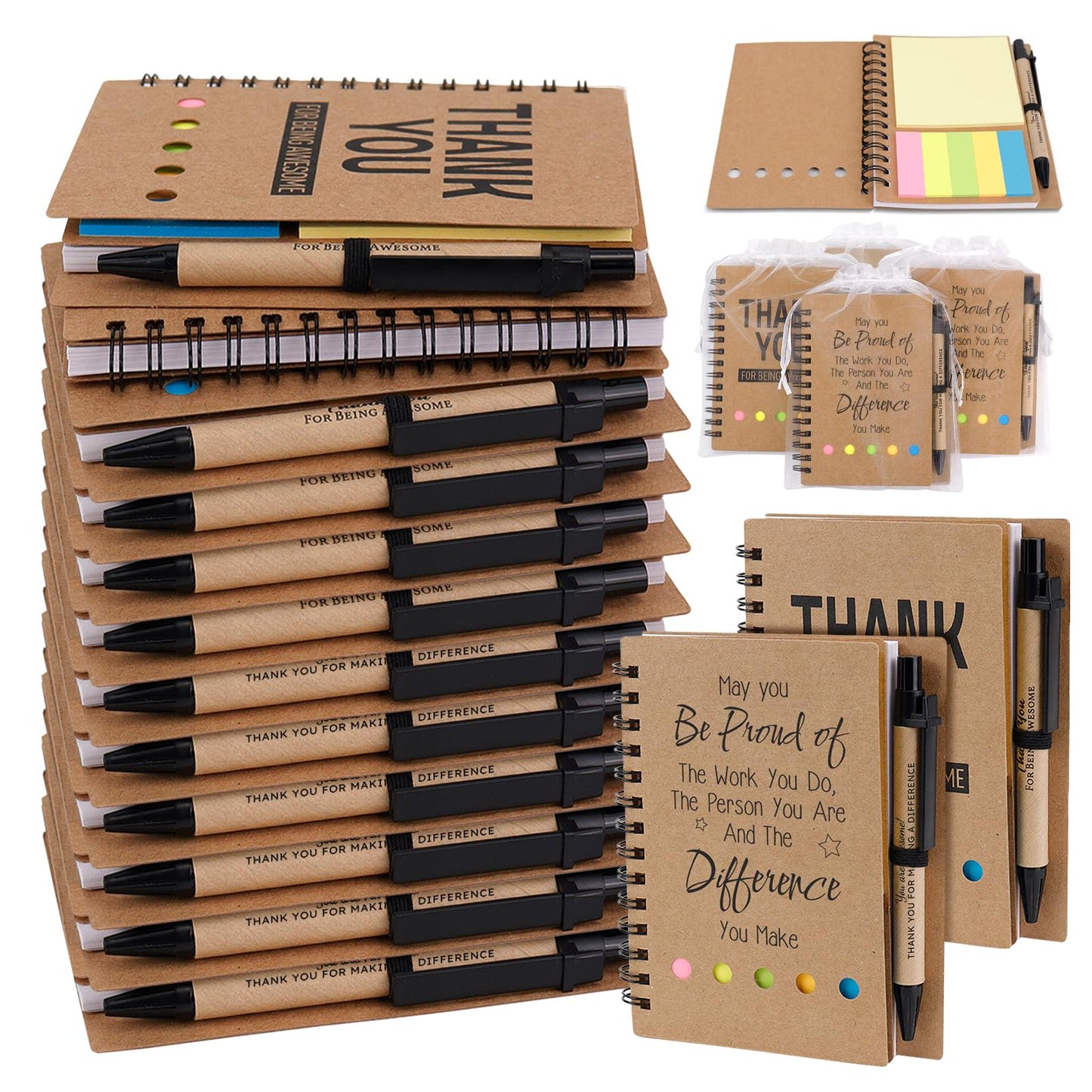Thank You Gifts, 12Sets Employee Appreciation Gifts With Sticky Note Notepad, Inspirational Pens And Gift Bags, Thank You Gift For Teacher, Coworkers, Nurse, Staff Appreciation Gifts, Graduation Gifts