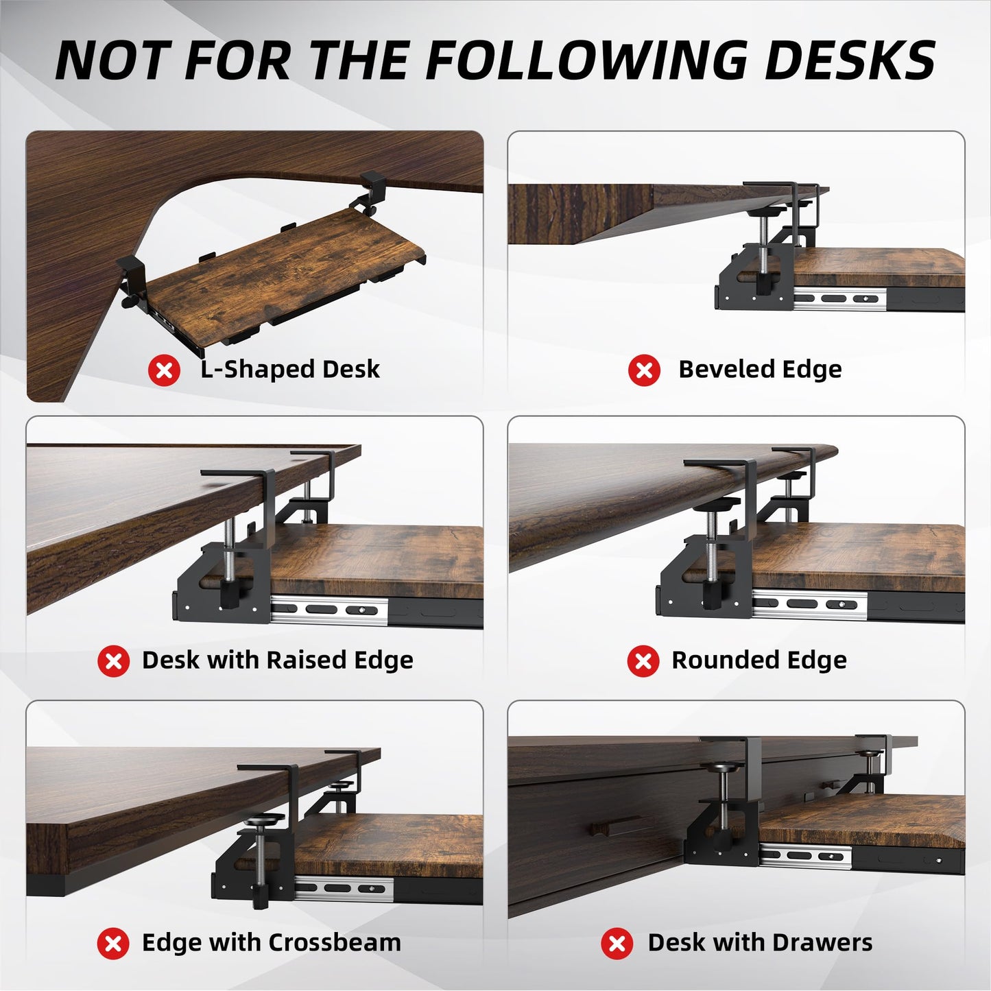 ETHU Under Desk Keyboard Tray, Pull Out Keyboard Tray with C Clamp, 26.8"x11.8" Computer Drawer for Typing, Perfect for Home or Office (Walnut)