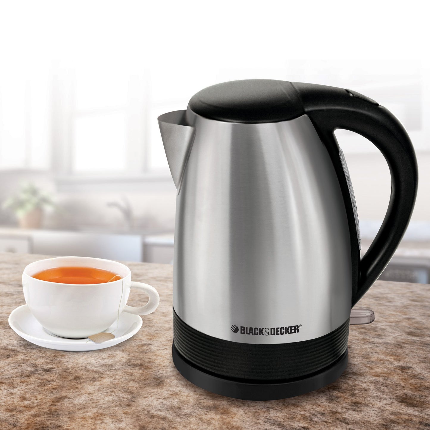 BLACK+DECKER Electric Kettle, Brushed Stainless Steel Tea Kettle, KE1518SD, Silver