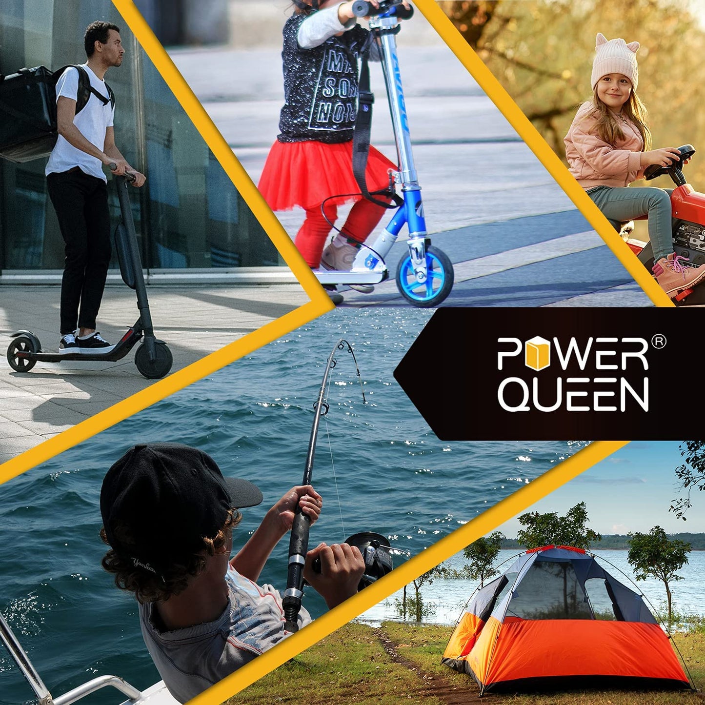 Power Queen 12.8V 6Ah LiFePO4 Battery, IP65 Protection Class, Deep Cycle Battery with Built-in 6A BMS, 4000+ Deep Cycles, Low Self-Discharge Rate, Perfect for Power Tools, Marine Boats, Fish Finder