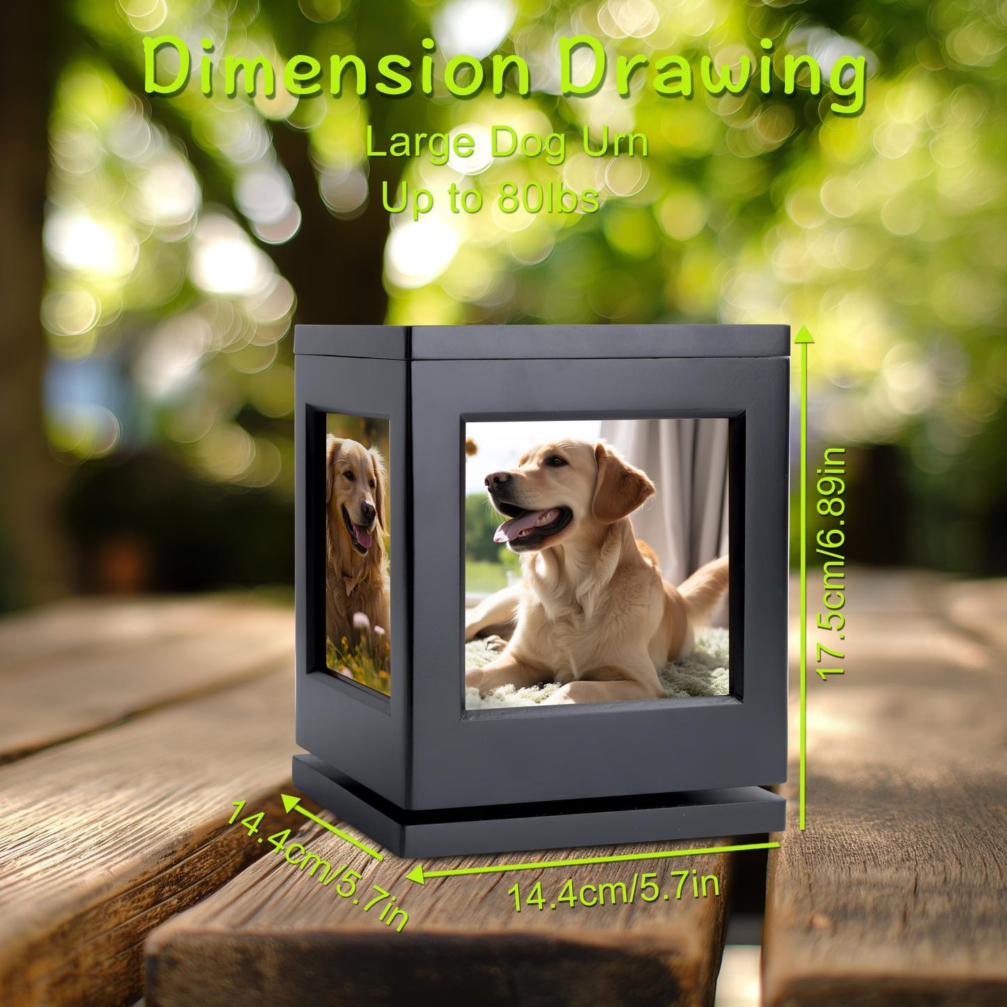 DiDiBirDi Personalized Dog Urn for Ashes, Black Wooden Memorial Keepsake for Cat, Large Funeral Cremation Pet Owner Souvenir with Claw Print and Velvet Storage Bag(75lbs)
