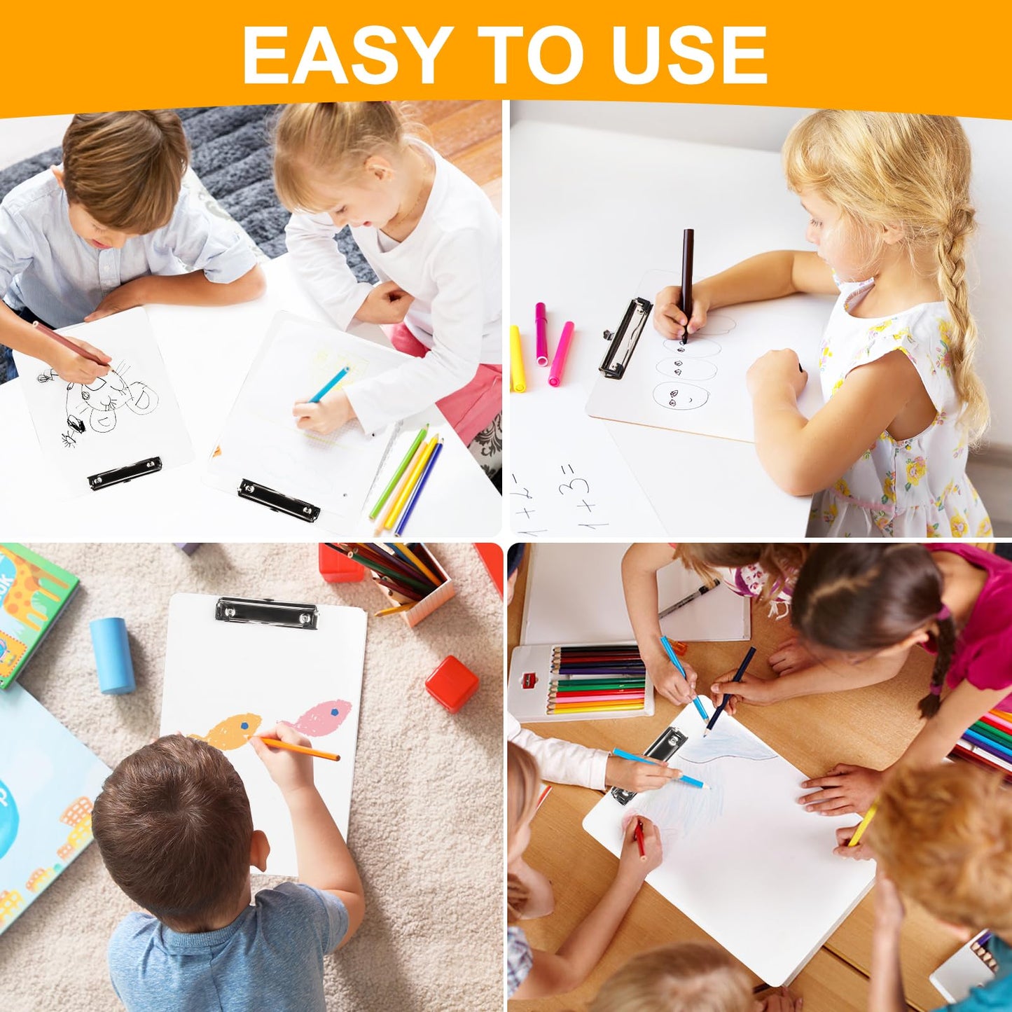 Macroclo Dry Erase Wood Clipboard 20 Pack, Hardboard Clip Board 8.5x11 for Classroom, Students, Kid, Size 9" x 12.5", Double-Sided White Board, with Low Profile Clip, Office & School Supply