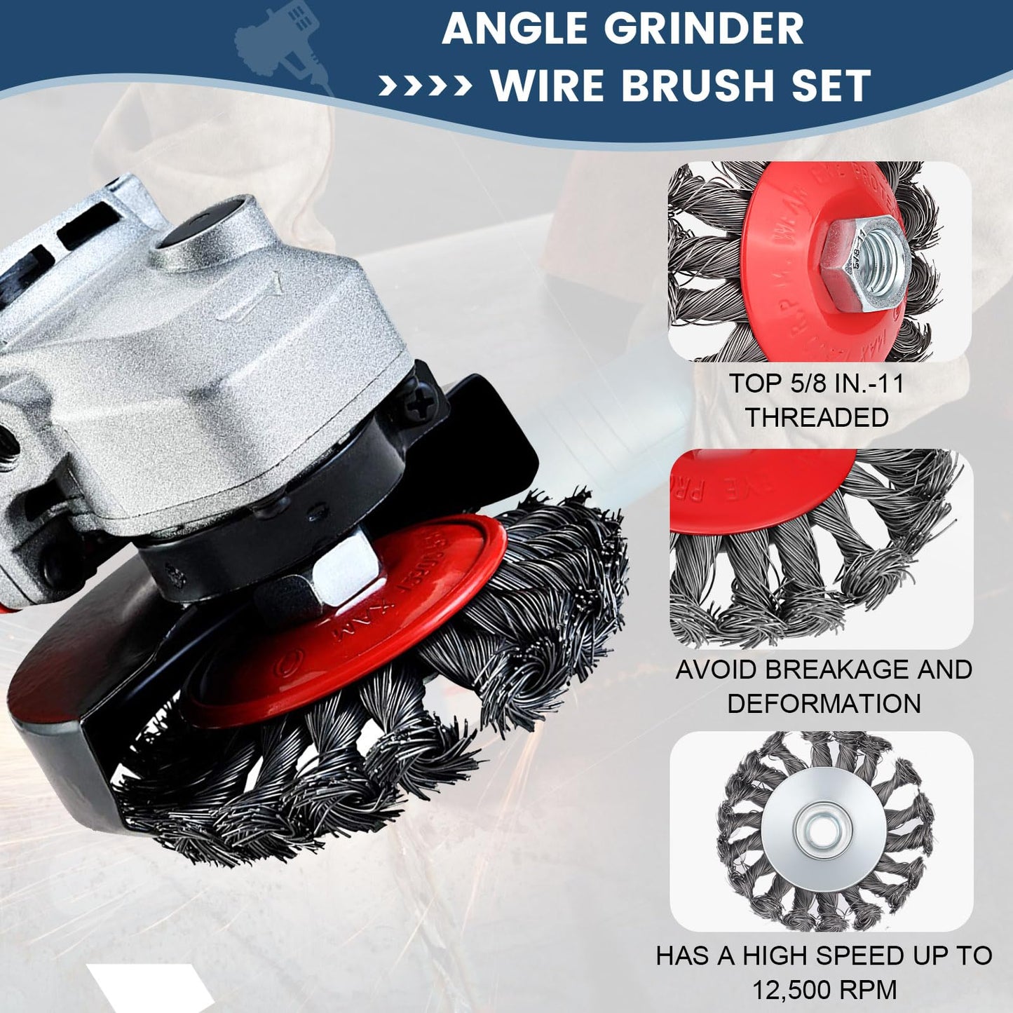 10pcs Wire Wheel for 4 1/2 Angle Grinder Wire Wheel Brush Cup Set with Threaded Arbor, Angle Grinder Wire Wheel for Rust, Corrosion, Paint Removal