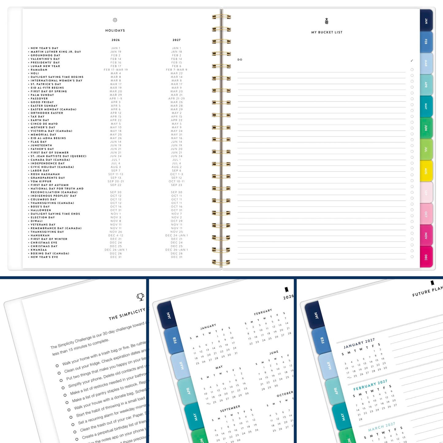 AT-A-GLANCE Planner 2026-2027 Weekly & Monthly Academic 12-Month July-June, 8-1/2" x 11", Simplified by Emily Ley, Happy Stripe (EL49-905A)