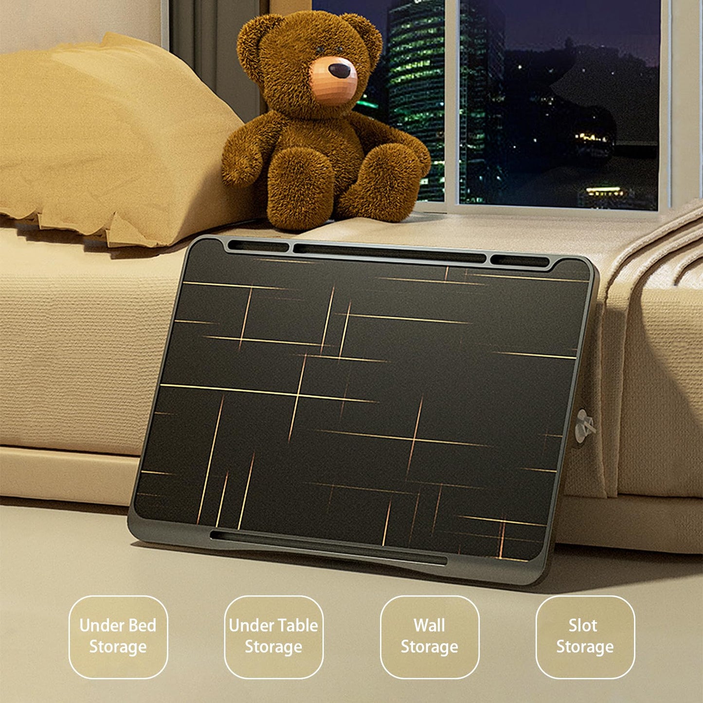 Laptop Desk for Bed, Adjustable Bed Table with USB Charge Port, Foldable Laptop Table with Storage Drawer, Portable Laptop Bed Desk Tray for Eating Working Writing Reading (Black)