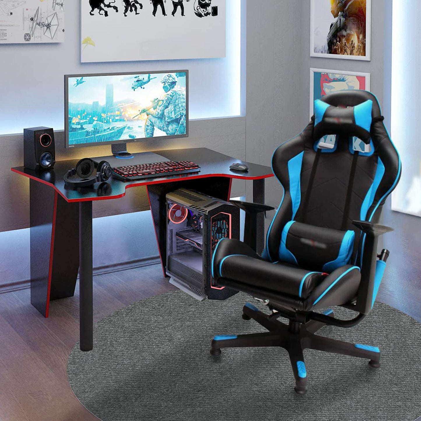 Chair Mat for Hardwood Floor 47.2" Round Office Chair Mat Computer Gaming Chair Mat Floor Anti Slip Mat Low-Profile Desk Chair Pad Carpet Hard Floor Protector Rug Cushion for Home Office (Dark Grey)