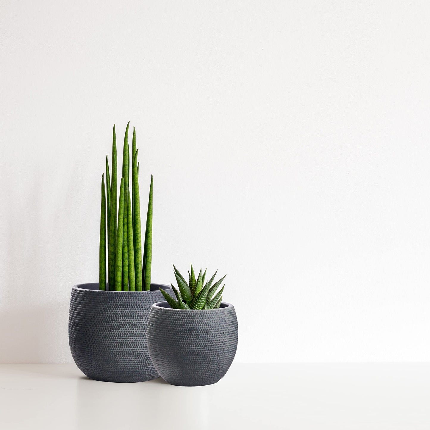 Barcelona Ceramic Plant Pot Set 2 - Charcoal Black