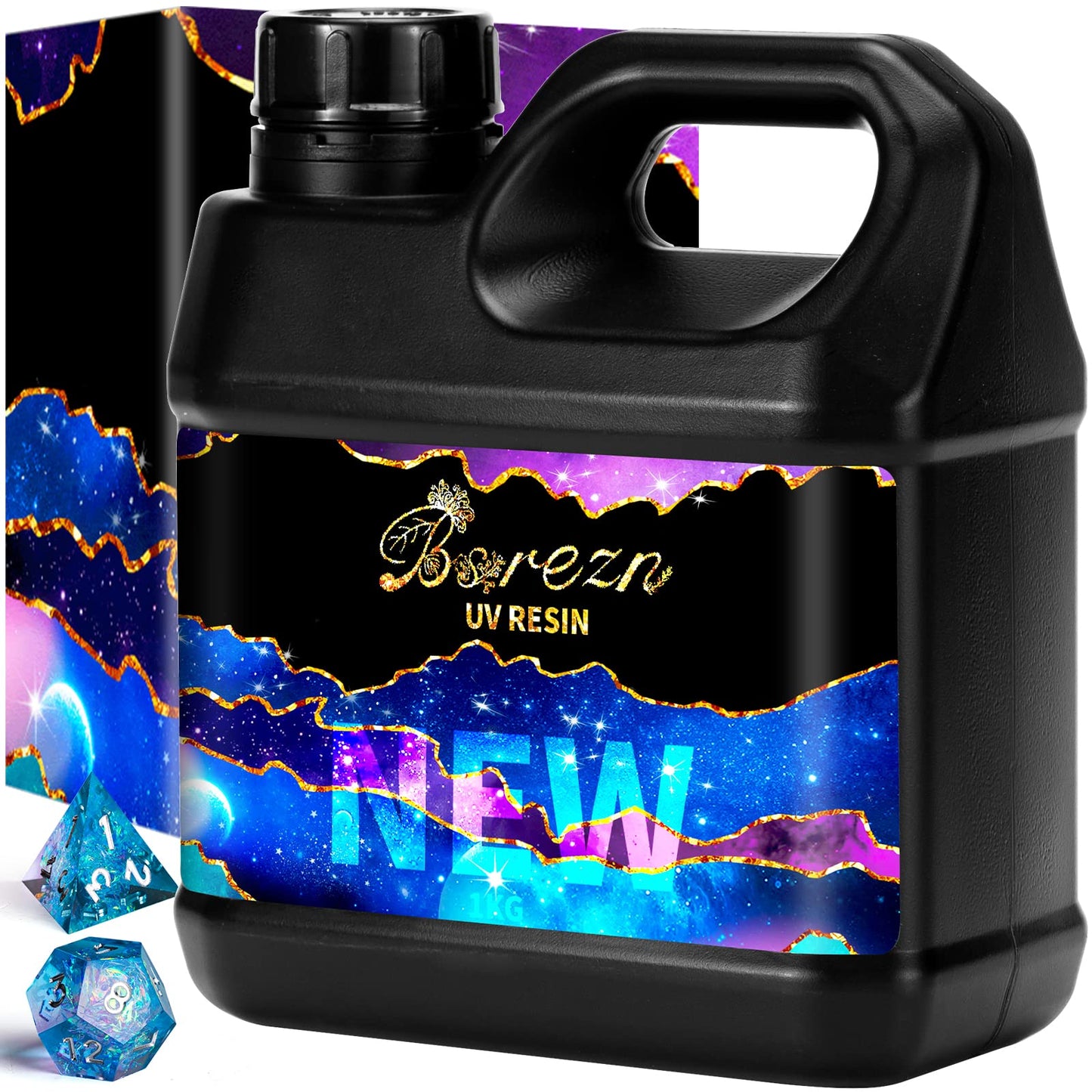 Bsrezn 1KG Bulk UV Resin Crystal Clear, 1000g Large UV Cure Epoxy Resin Hard Kit Premixed Resina UV Transparent Solar Activated Glue for Jewelry Making Fast Curing